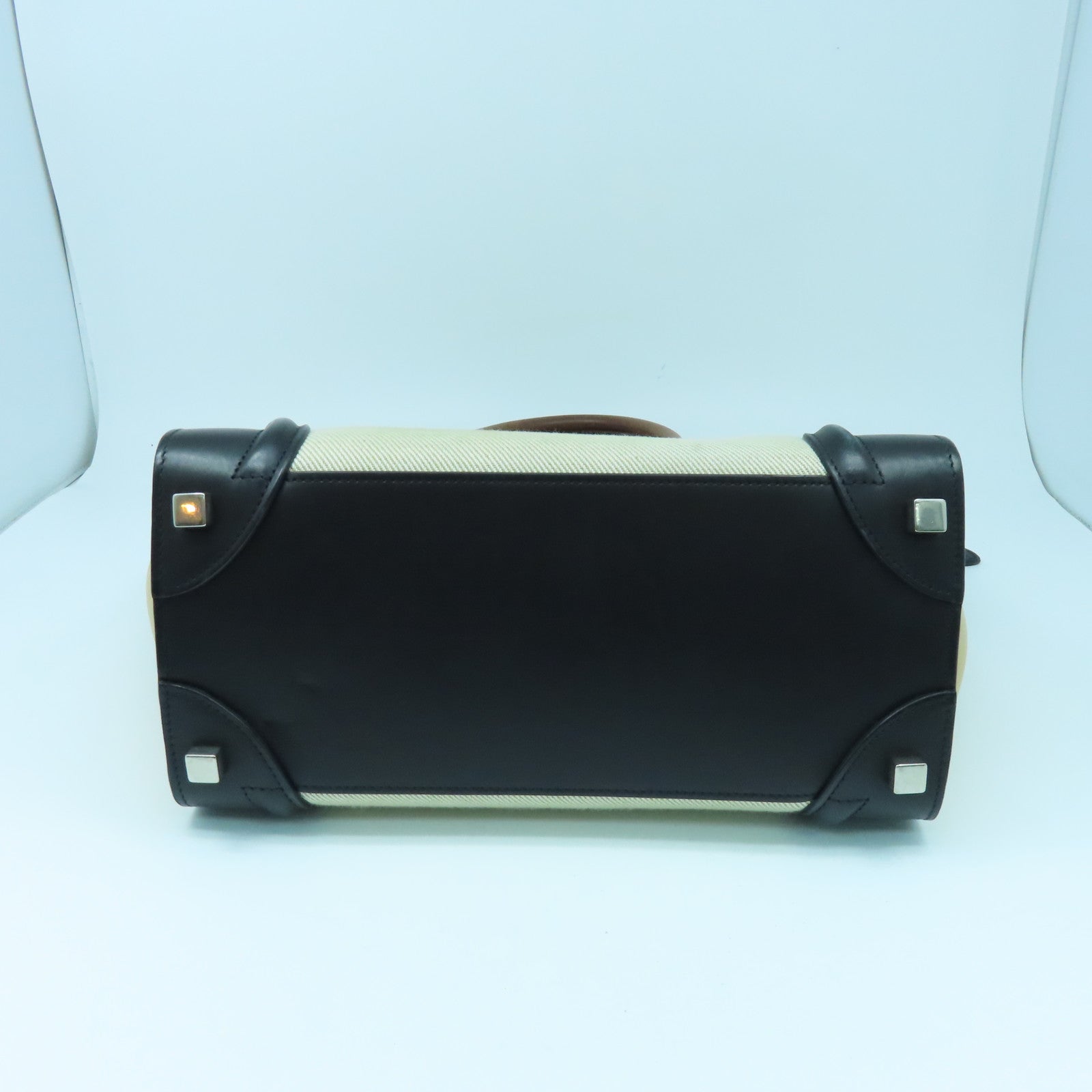 CELINE 牛皮皮革Micro Luggage銀扣手挽袋米色/黑色/啡色