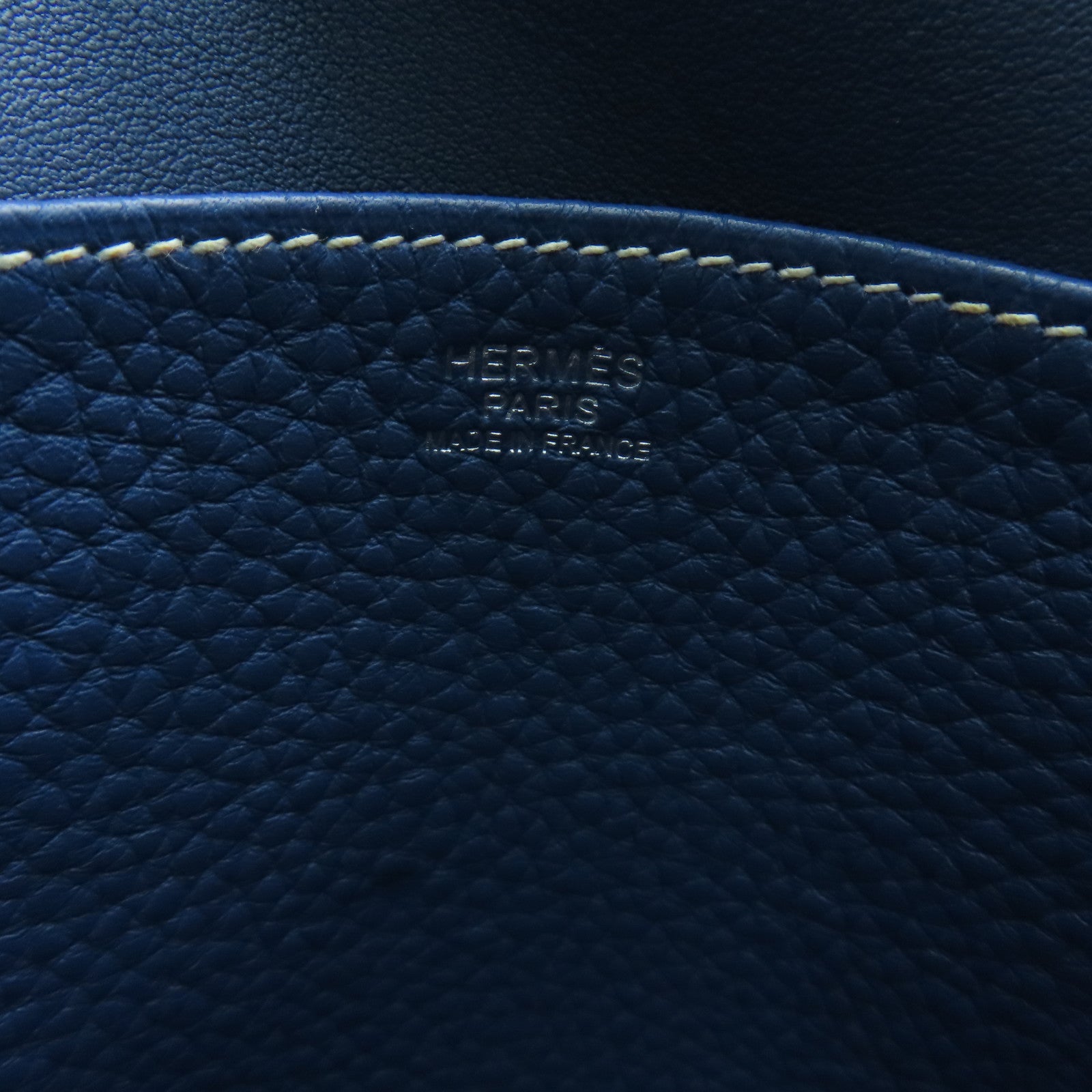 HERMES Clemence皮革Halzan 31银扣手挽肩背两用袋蓝色