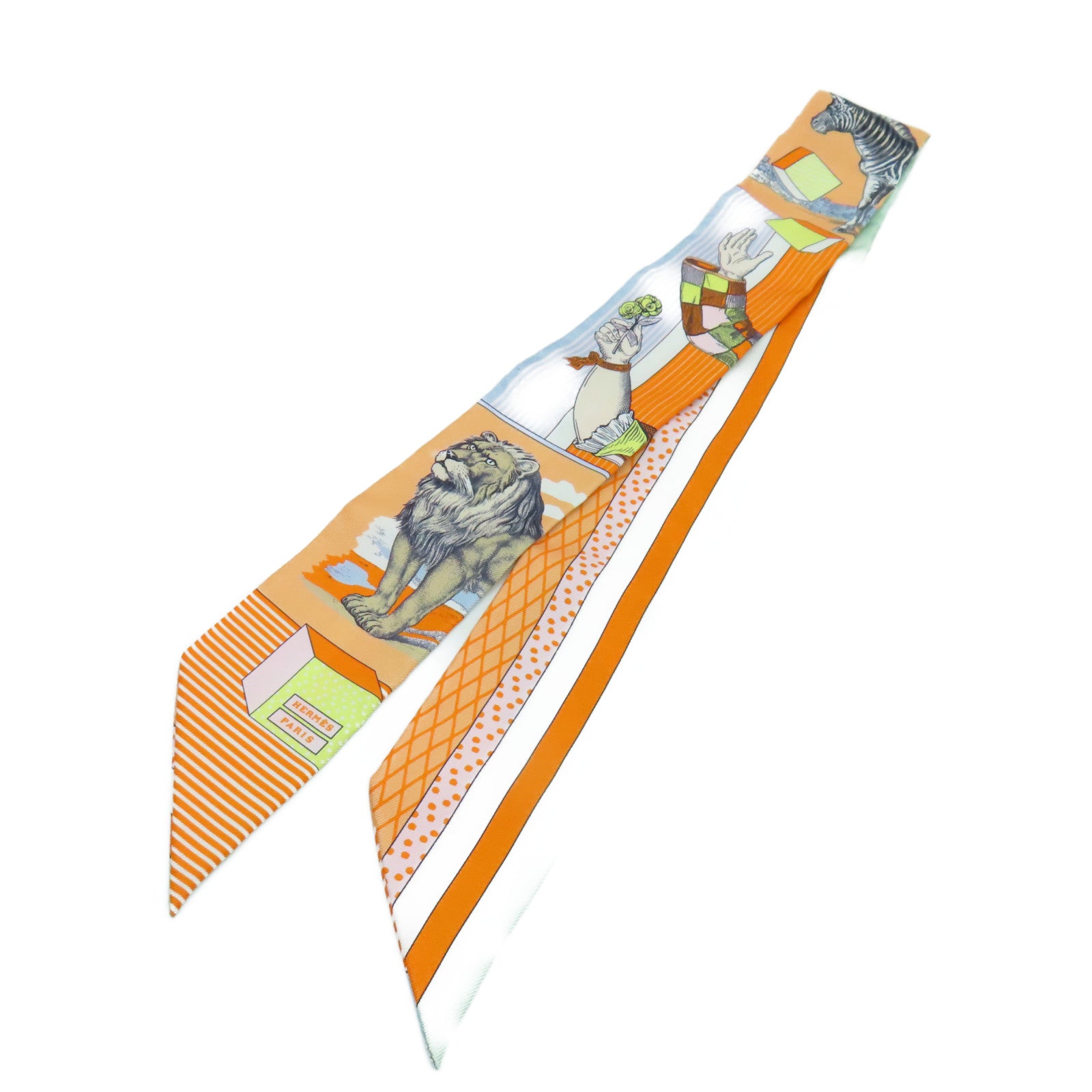 HERMES 丝质Twilly丝巾橙色