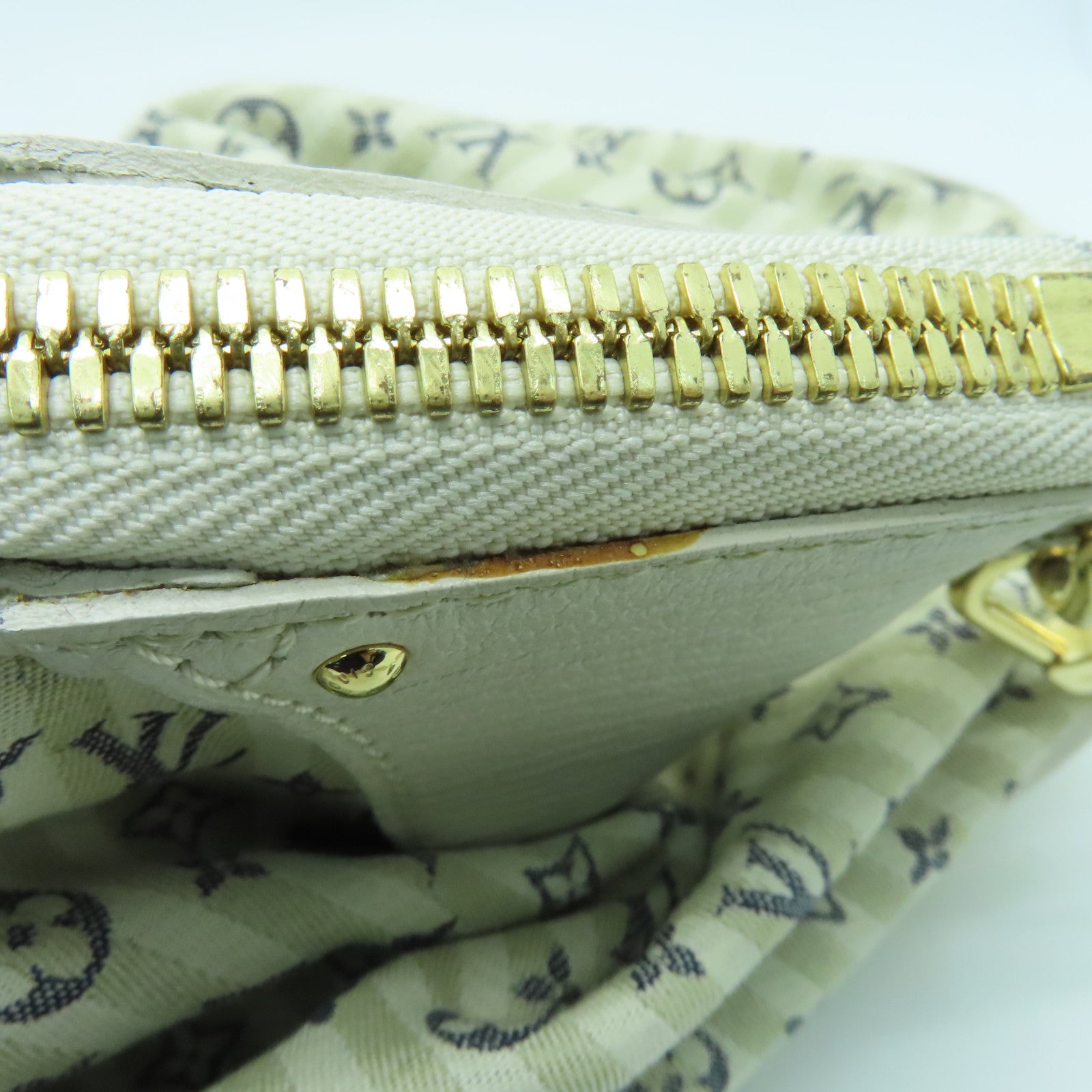 LOUIS VUITTON Monogram Mini Lin Marina GM金扣手挽肩背兩用袋白色