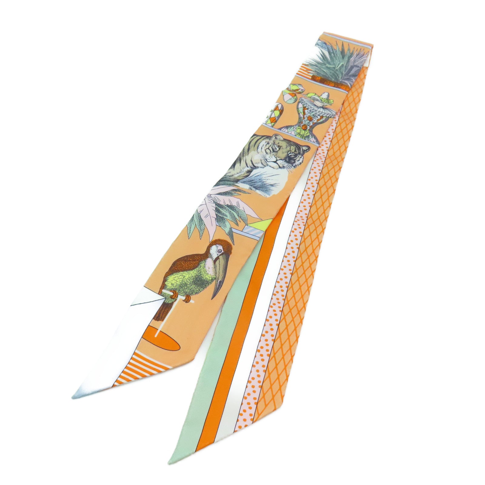 HERMES 丝质Twilly丝巾橙色