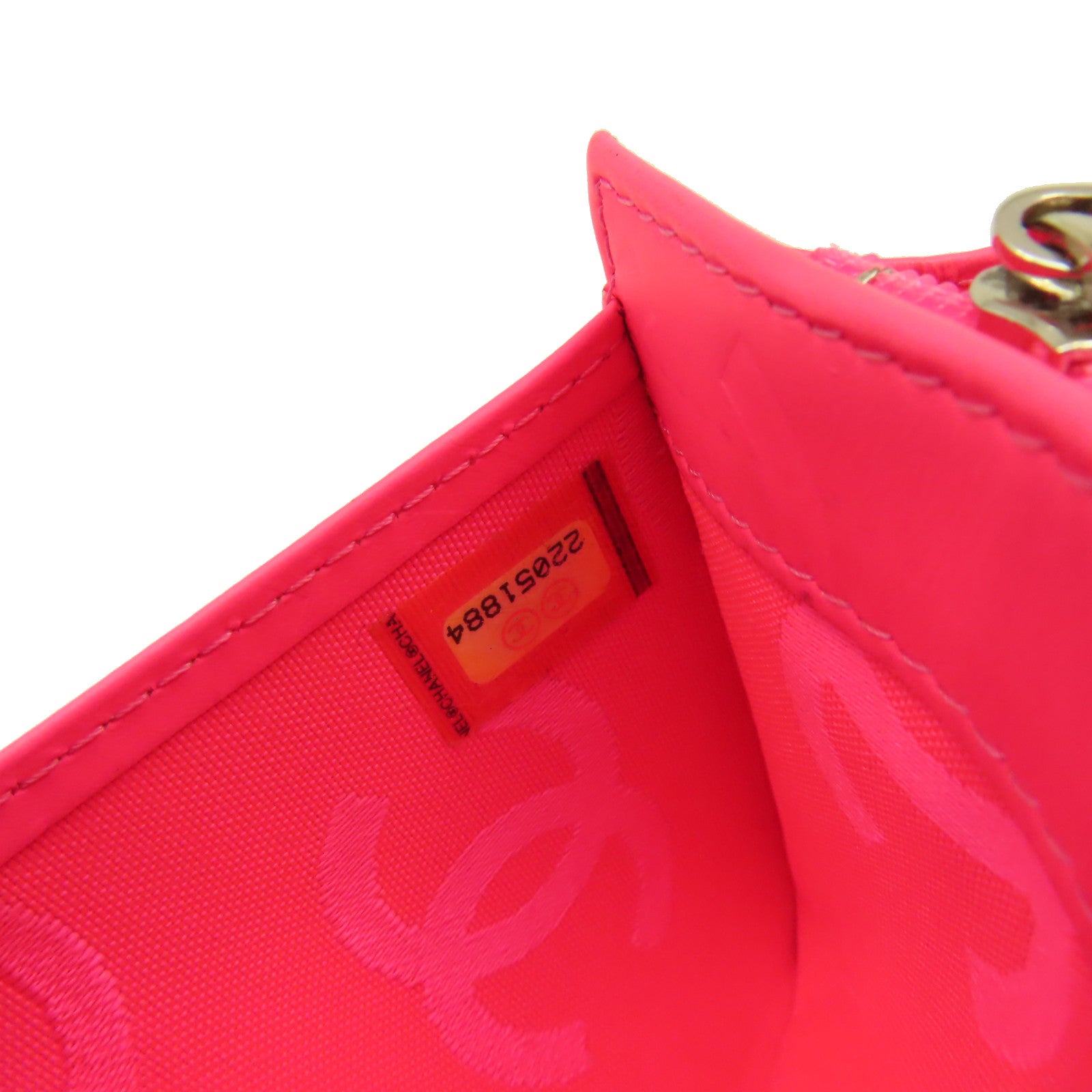 CHANEL 菱格羊皮皮革Cambon Long wallet長錢包黑色/粉紅色
