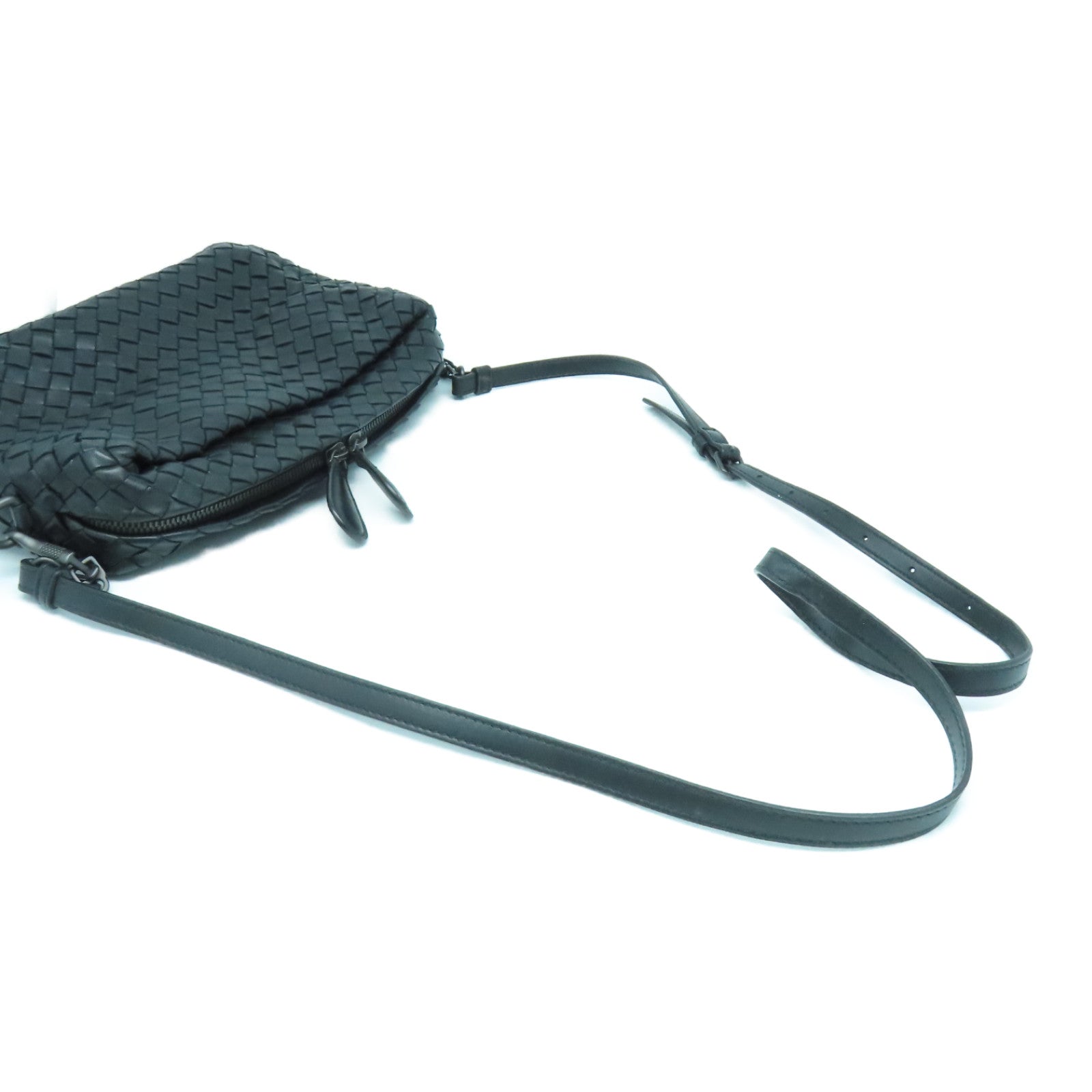 BOTTEGA VENETA 织纹皮革Shoulder Bag肩背袋黑色