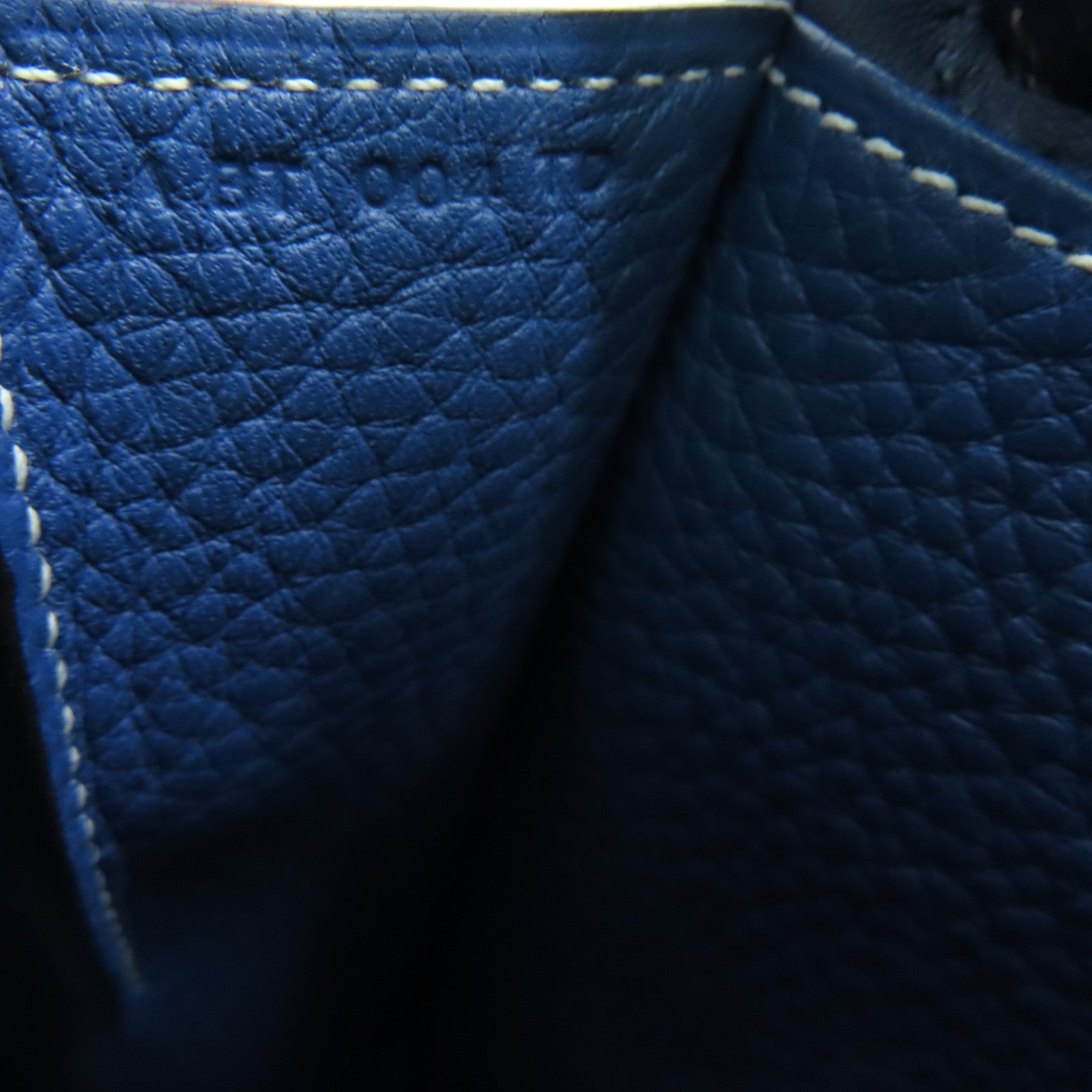 HERMES Clemence皮革Halzan 31银扣手挽肩背两用袋蓝色