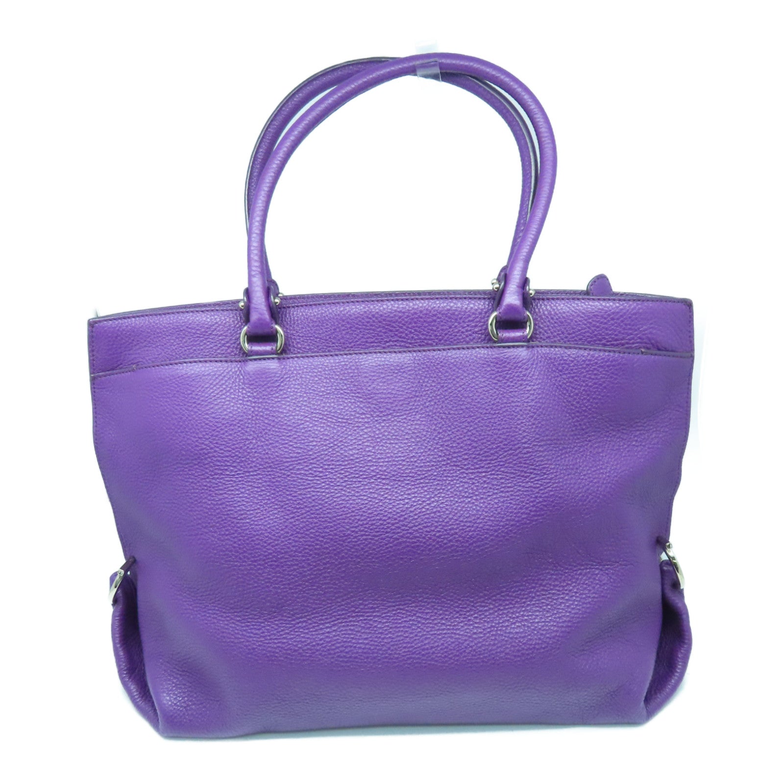 Salvatore Ferragamo cowhide leather Tote Bag silver buckle handle bag purple