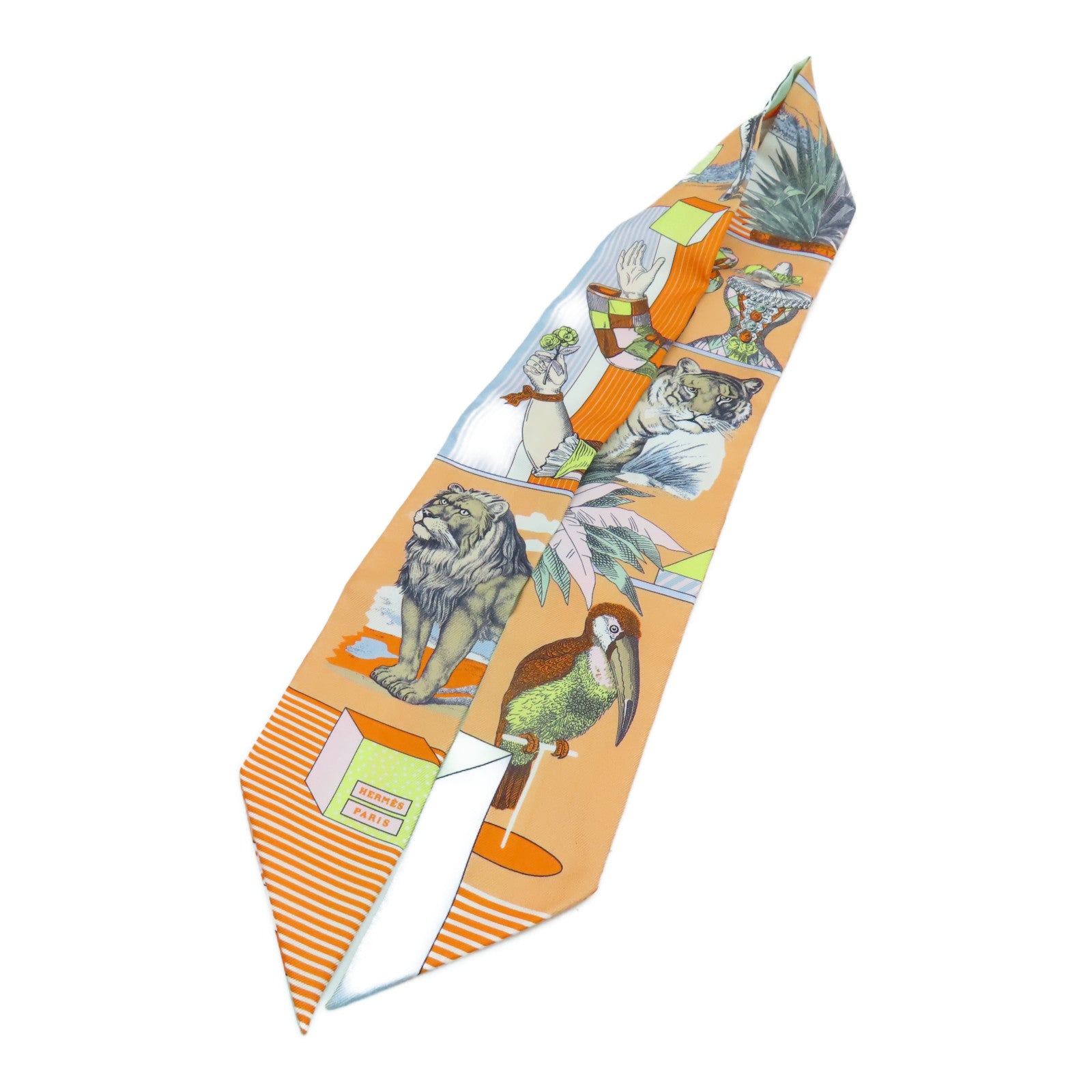 HERMES 丝质Twilly丝巾橙色