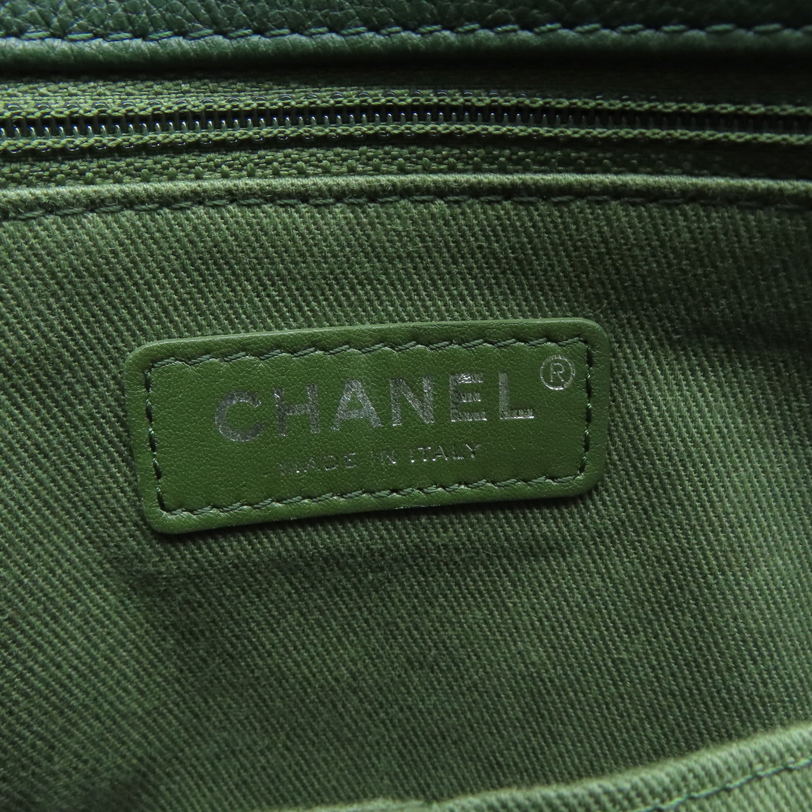 CHANEL 菱格牛皮皮革Shoulder Bag银扣肩背袋绿色