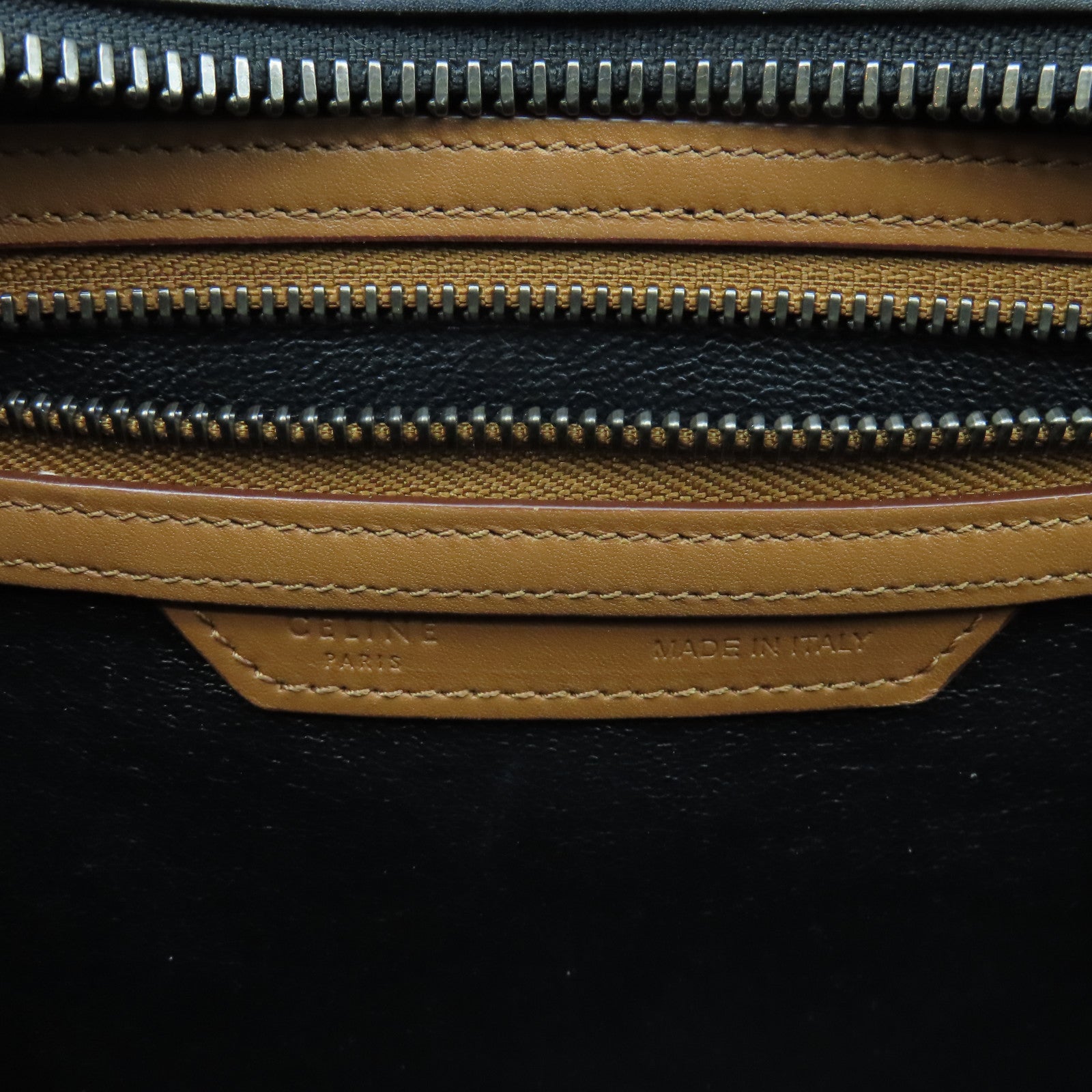CELINE 牛皮皮革Micro Luggage銀扣手挽袋米色/黑色/啡色