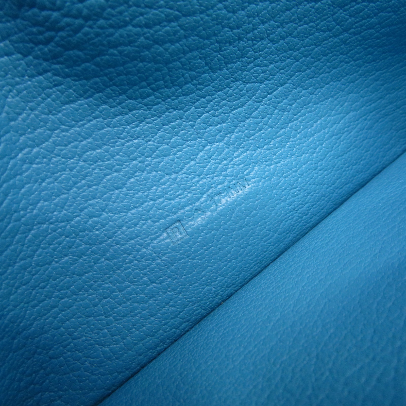 HERMES 【激減優惠】Chevre皮革Bearn Wallet銀扣長錢包Turquoise藍色