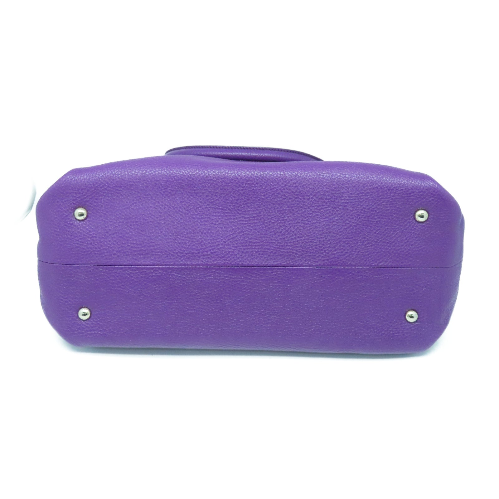 Salvatore Ferragamo cowhide leather Tote Bag silver buckle handle bag purple