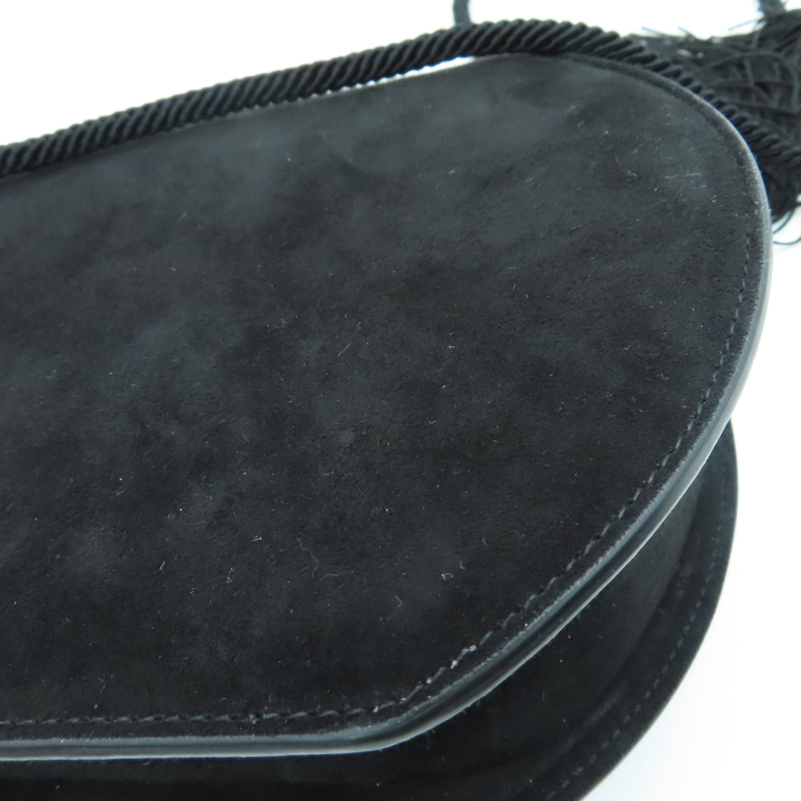 SAINT LAURENT 麂皮皮革Shoulder Bag肩背袋金扣黑色