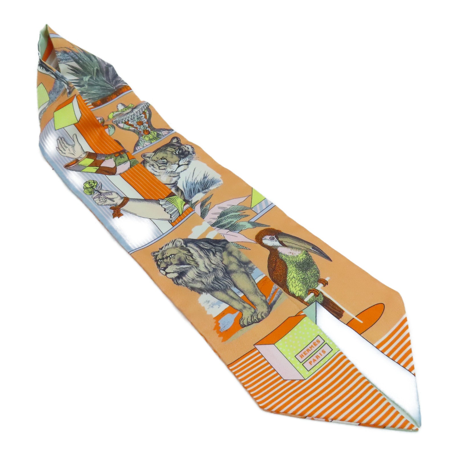 HERMES 丝质Twilly丝巾橙色