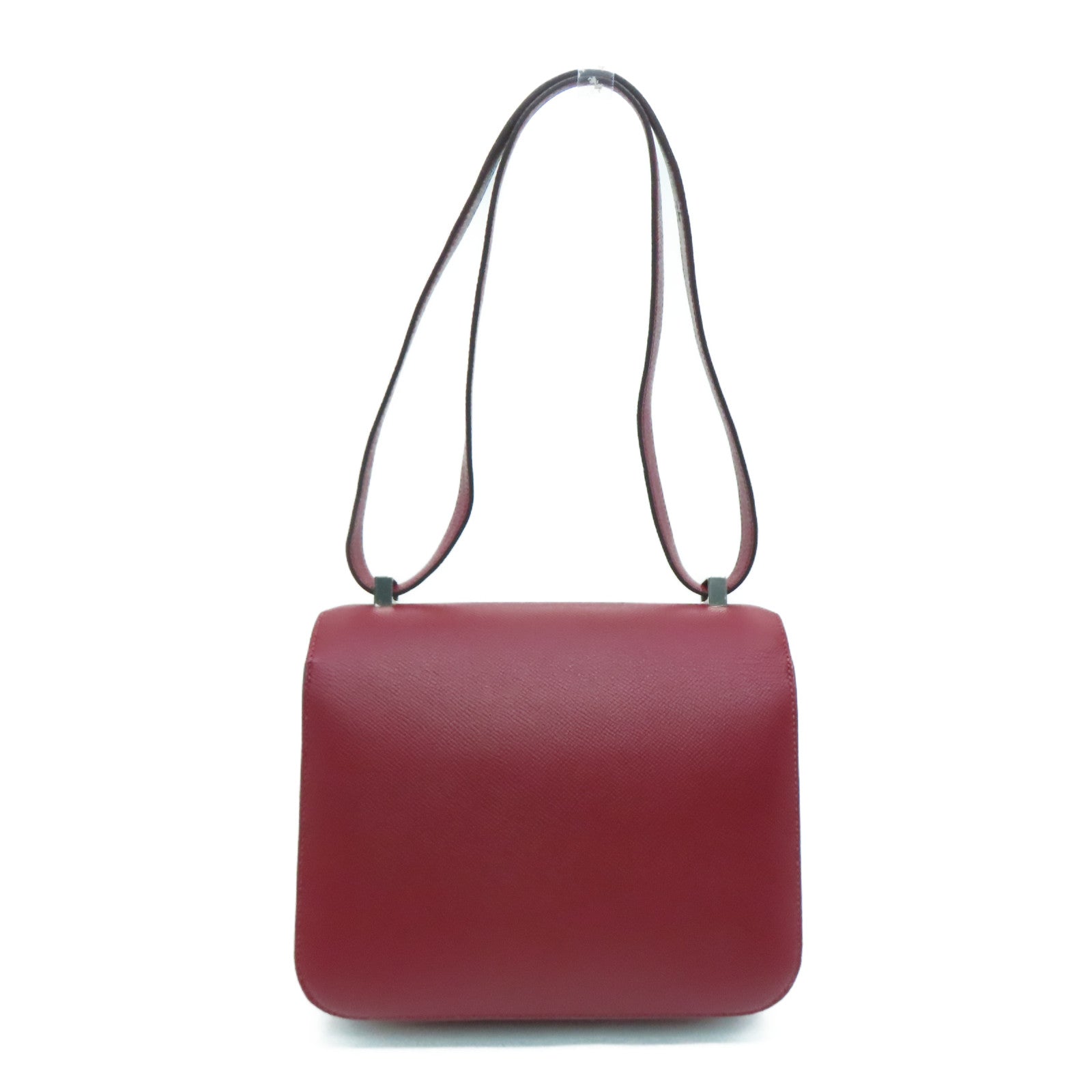 HERMES Epsom皮革Constance 24银扣肩背袋Rouge Grenade/红色