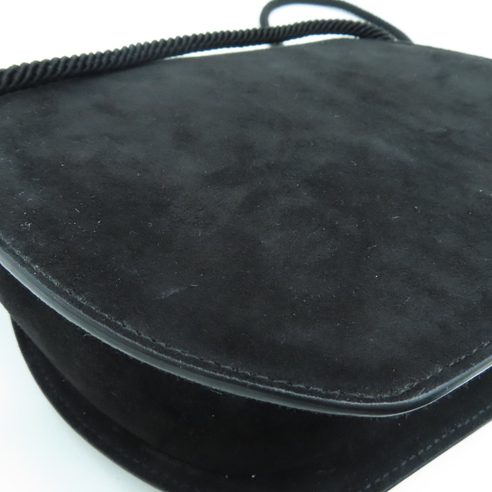 SAINT LAURENT 麂皮皮革Shoulder Bag肩背袋金扣黑色