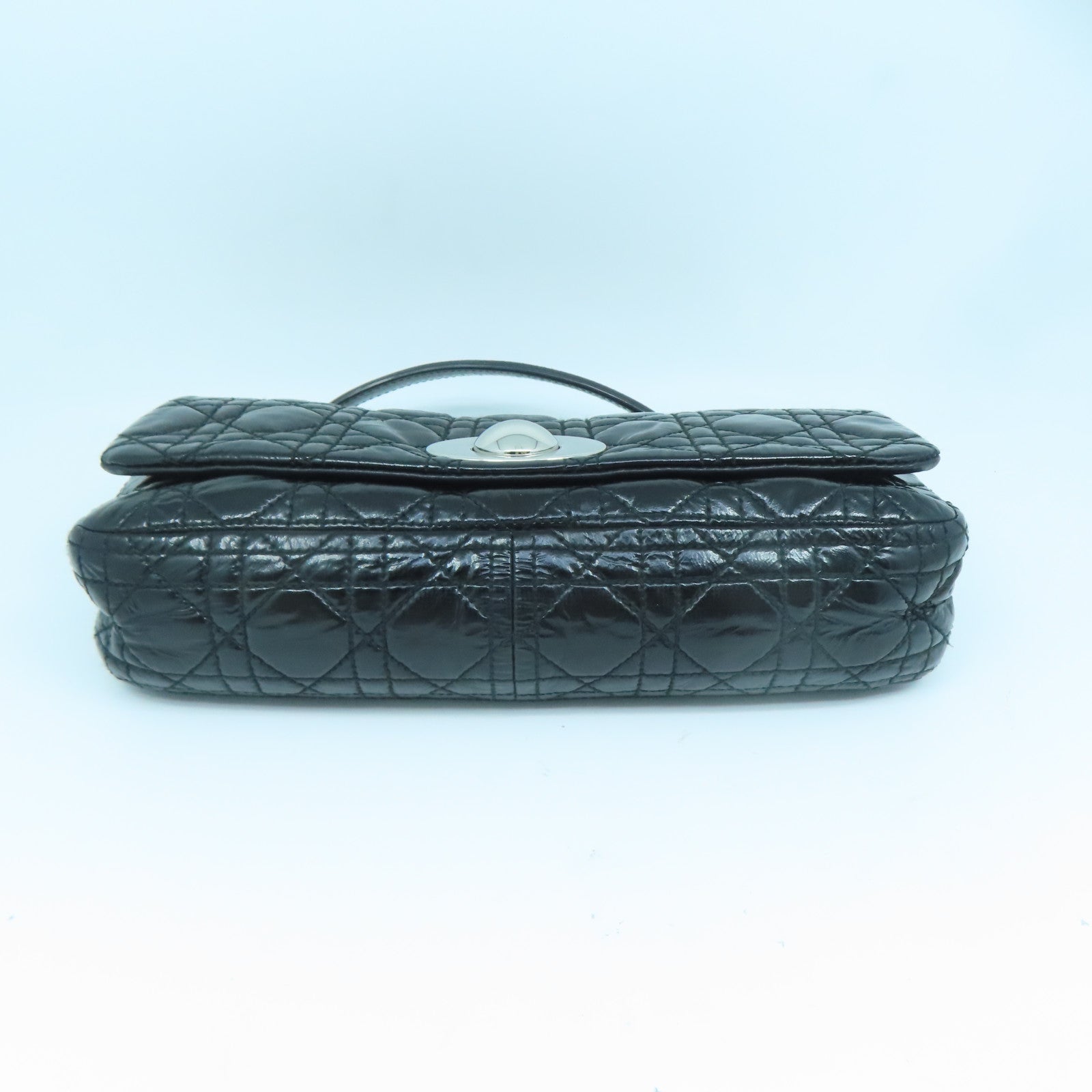 Dior 漆皮皮革Rendez-Vous Flap Bag银扣链带肩背袋黑色