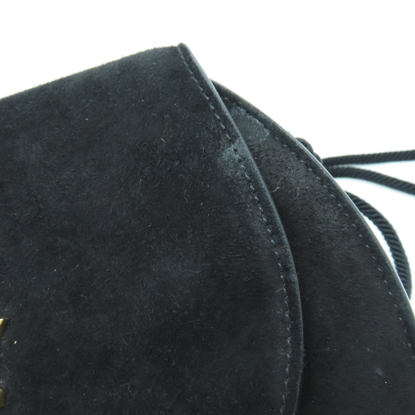 SAINT LAURENT 麂皮皮革Shoulder Bag肩背袋金扣黑色