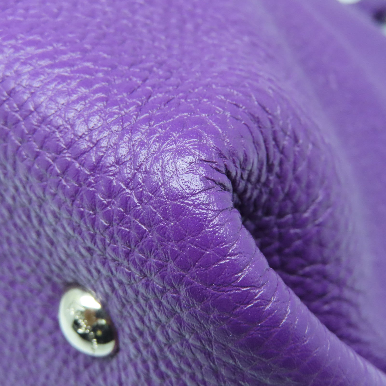 Salvatore Ferragamo cowhide leather Tote Bag silver buckle handle bag purple