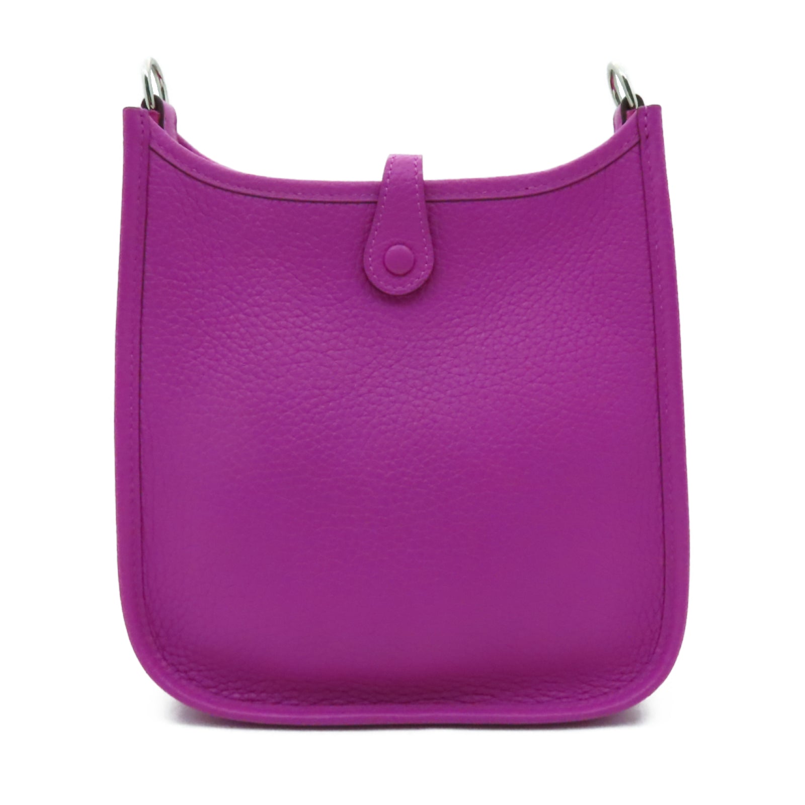 HERMES Clemence皮革Evelyne TPM銀扣肩背袋Rose Pourpre玫瑰紫色