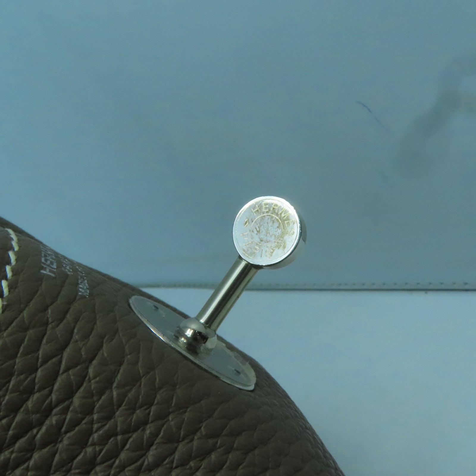 HERMES Clemence皮革Lindy 26銀扣手挽肩背兩用袋大象灰