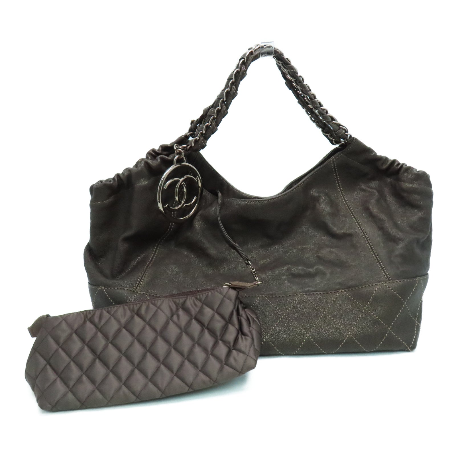 CHANEL菱格牛皮皮革Shoulder Bag肩背袋啡色