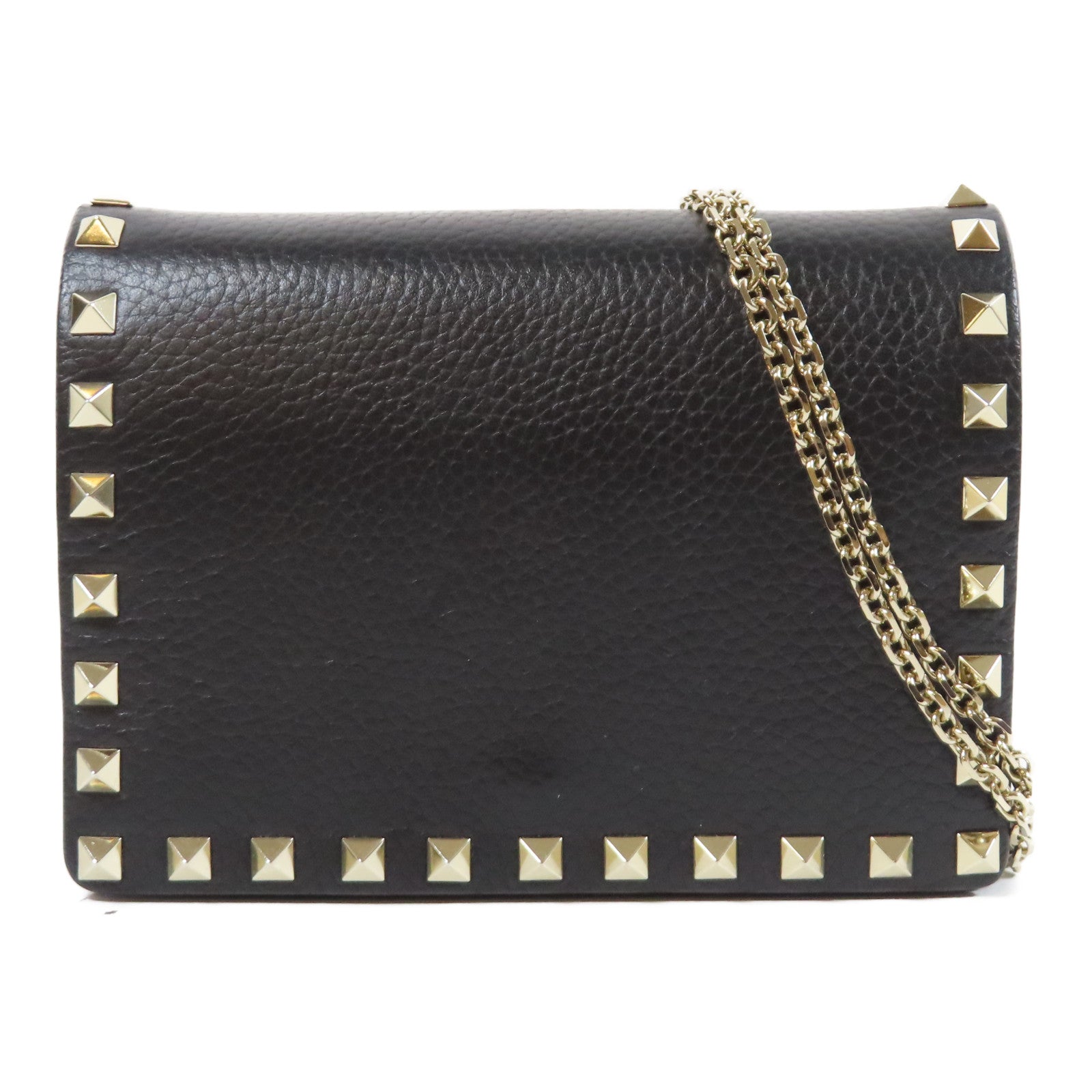 Valentino 牛皮皮革Chain Shoulder Bag金扣鏈帶肩背袋黑色