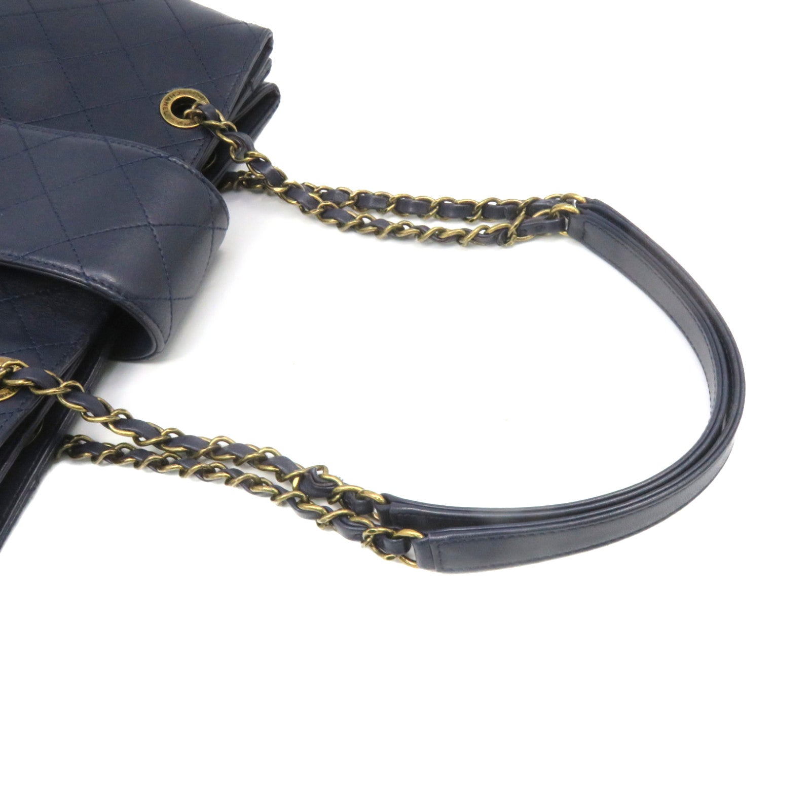 CHANEL Lingge cowhide leather Shoulder Bag gold buckle chain shoulder bag dark blue