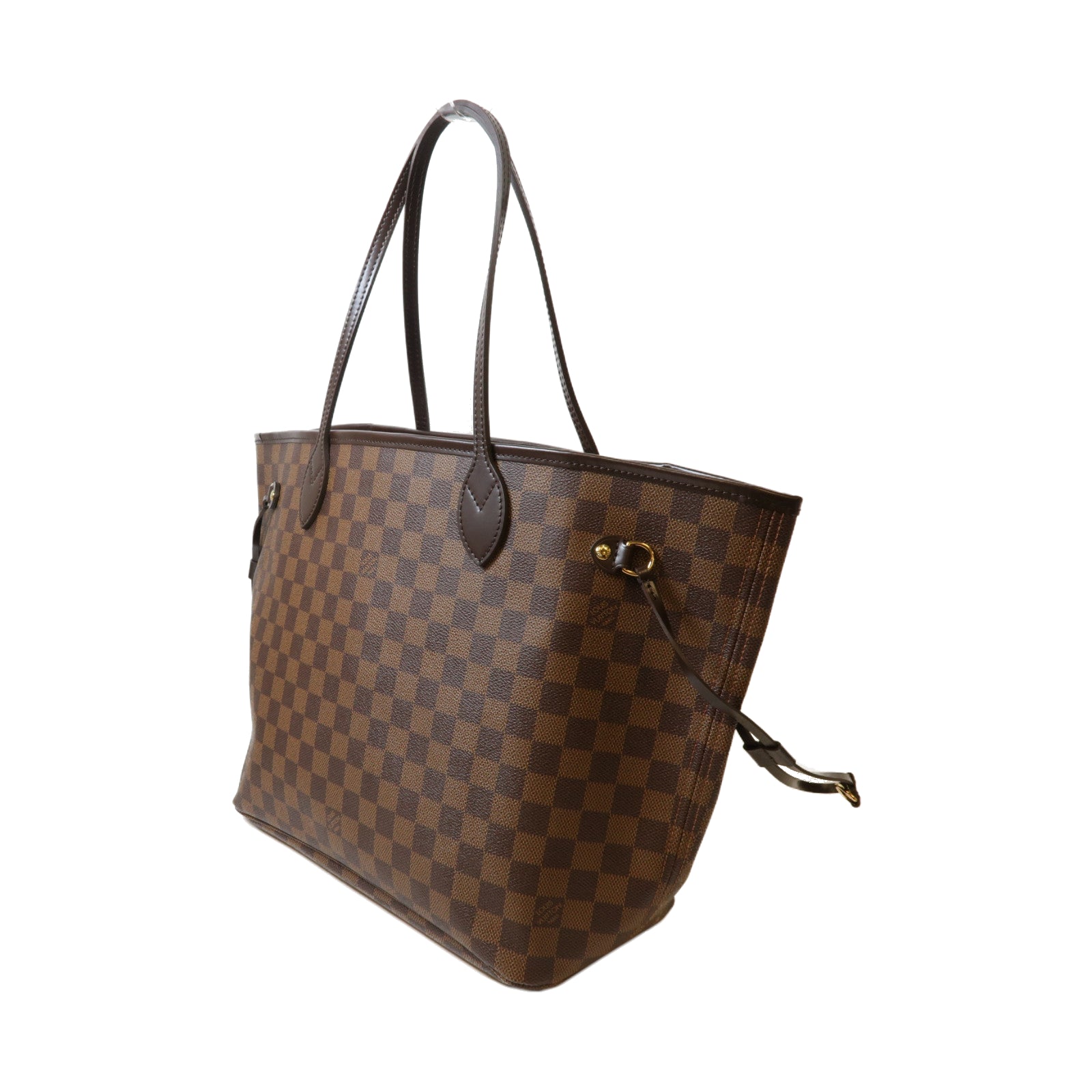 LOUIS VUITTON Damier Neverfull MM金扣手挽袋啡色/紅色