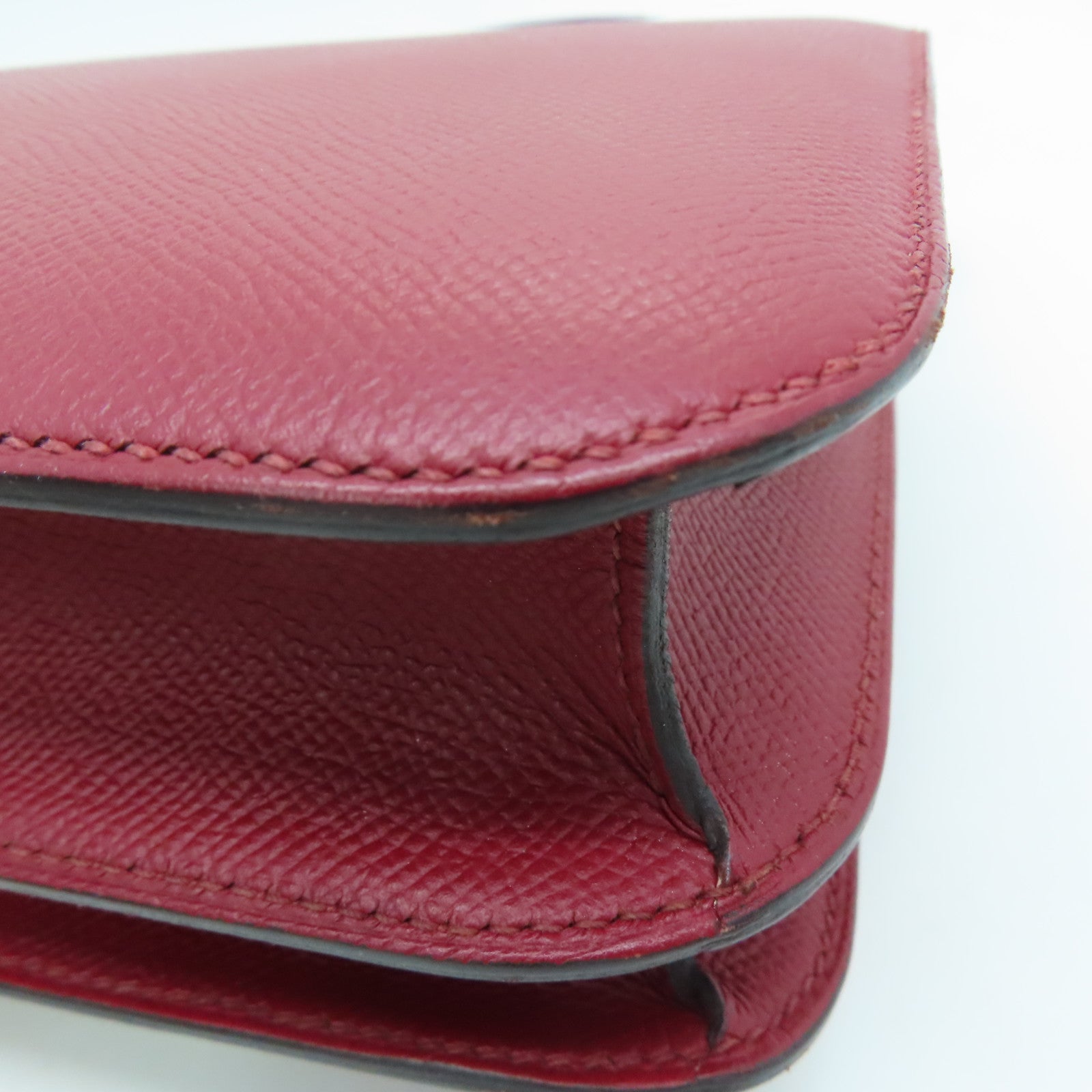 HERMES Epsom皮革Constance 24银扣肩背袋Rouge Grenade/红色