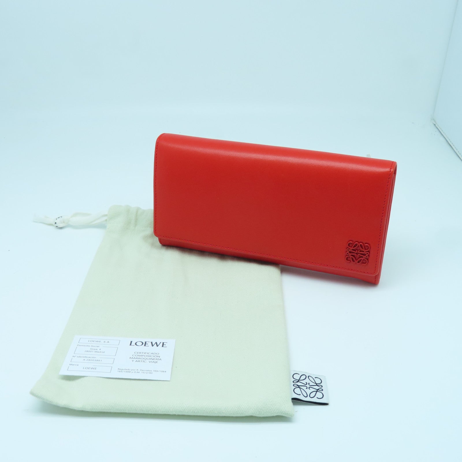 LOEWE 羊皮皮革Long Wallet金扣长钱包红色/蓝色