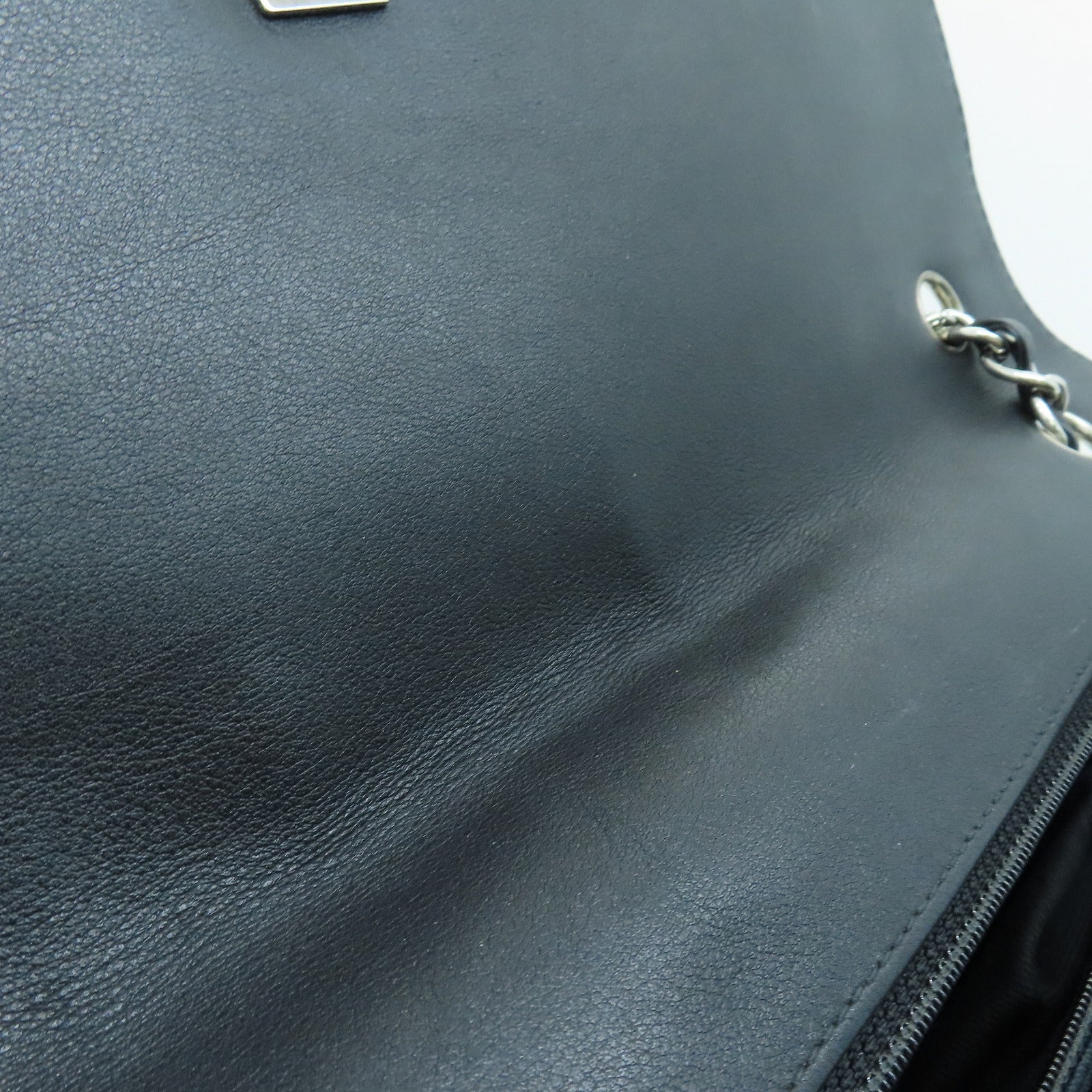 CHANEL 菱格羊皮皮革Shoulder Bag银扣链带手挽肩背两用袋黑色