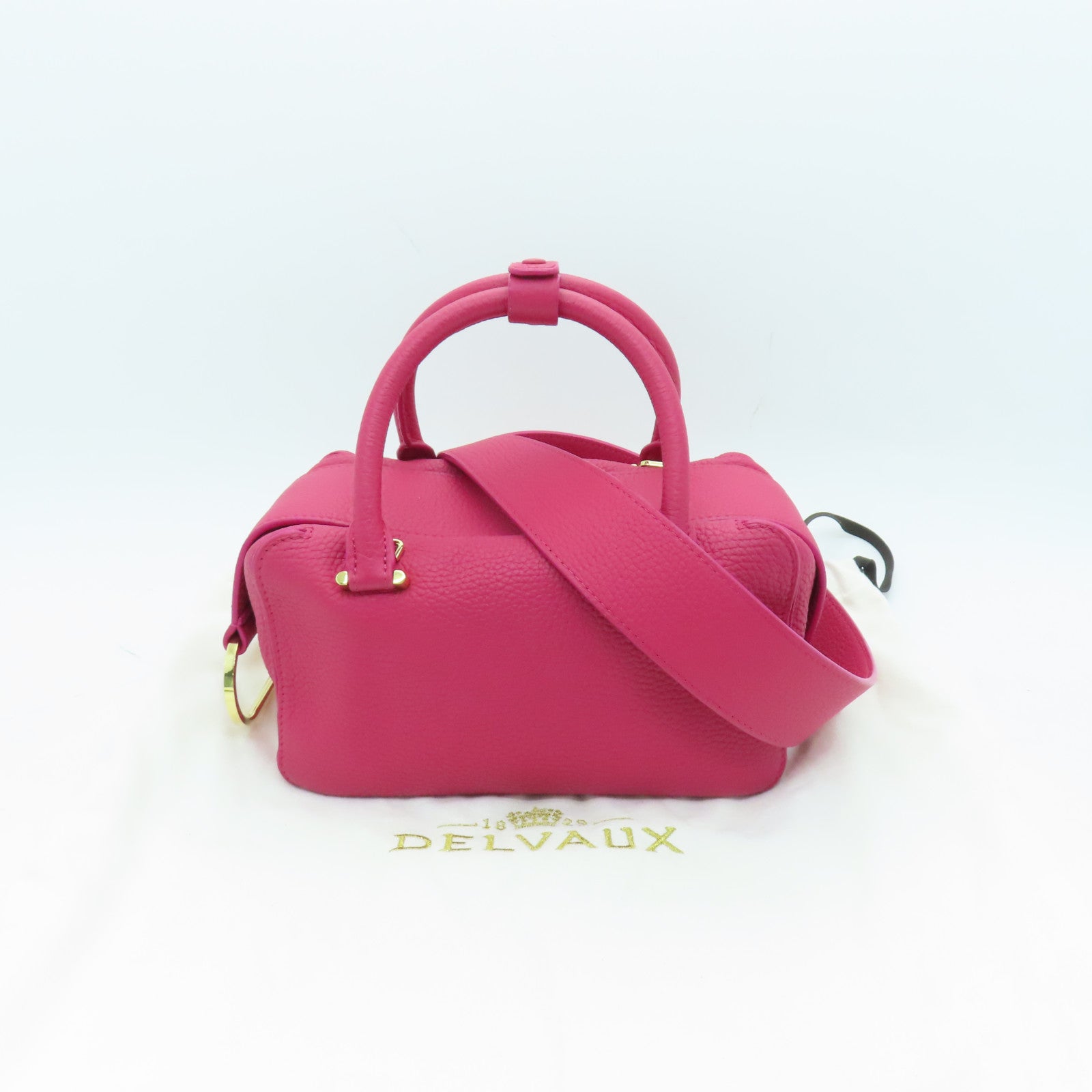 Delvaux 【激減優惠】牛皮皮革2way Shoulder Bag金扣手挽肩背兩用袋粉紅色