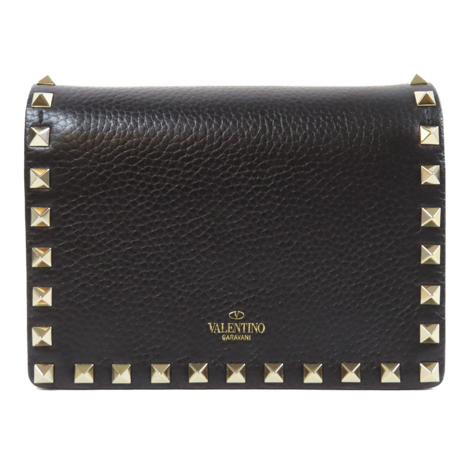 Valentino 牛皮皮革Chain Shoulder Bag金扣鏈帶肩背袋黑色