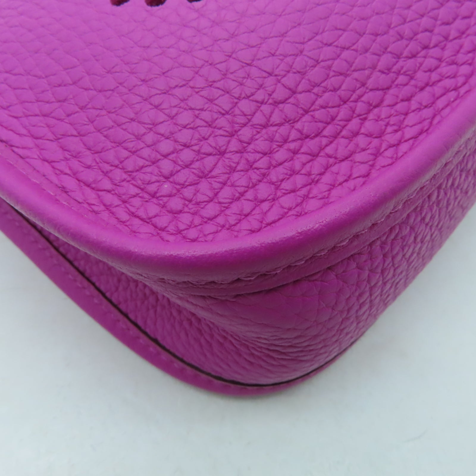 HERMES Clemence皮革Evelyne TPM銀扣肩背袋Rose Pourpre玫瑰紫色