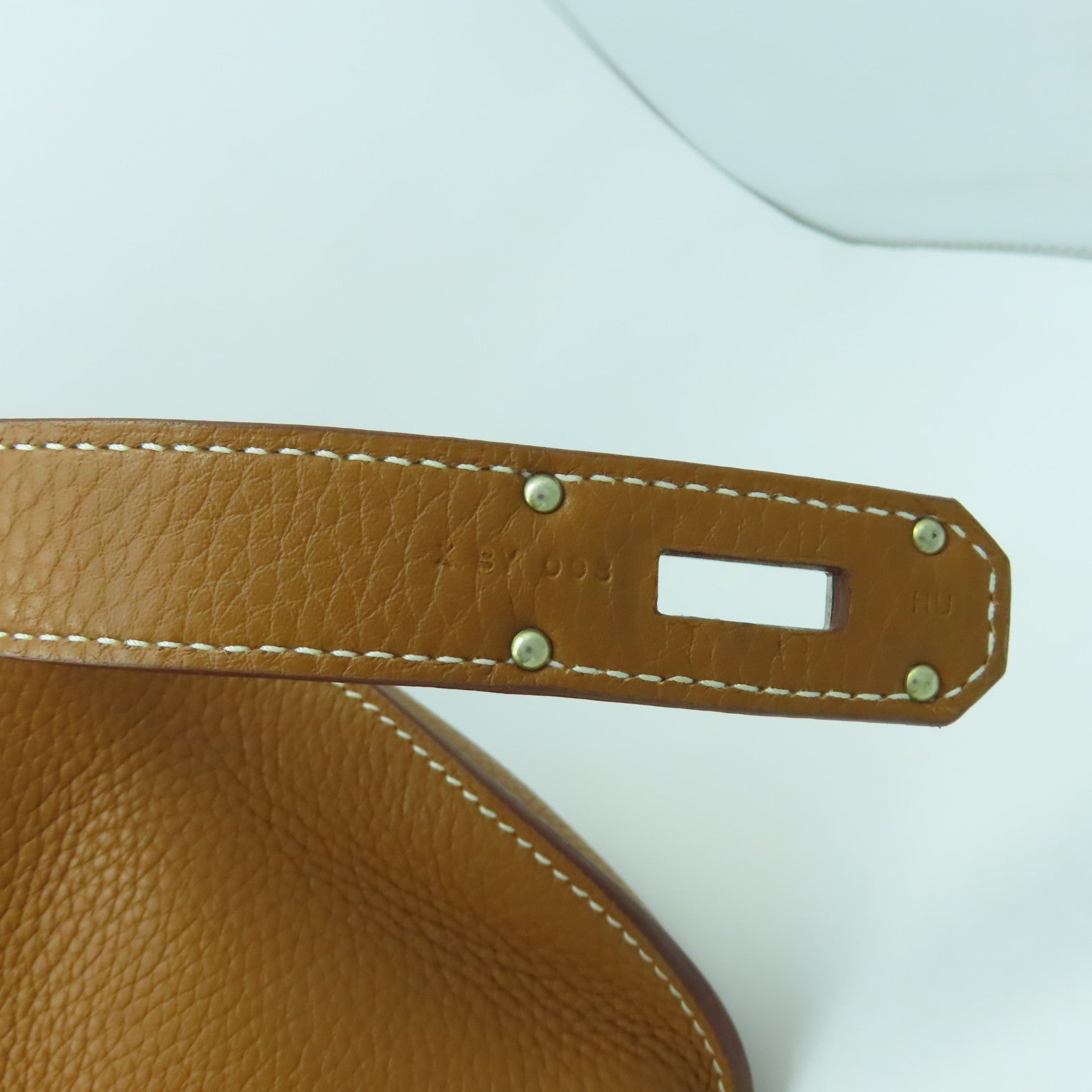 HERMES Clemence皮革Jypsiere 31銀扣肩背袋金色/經典駝色