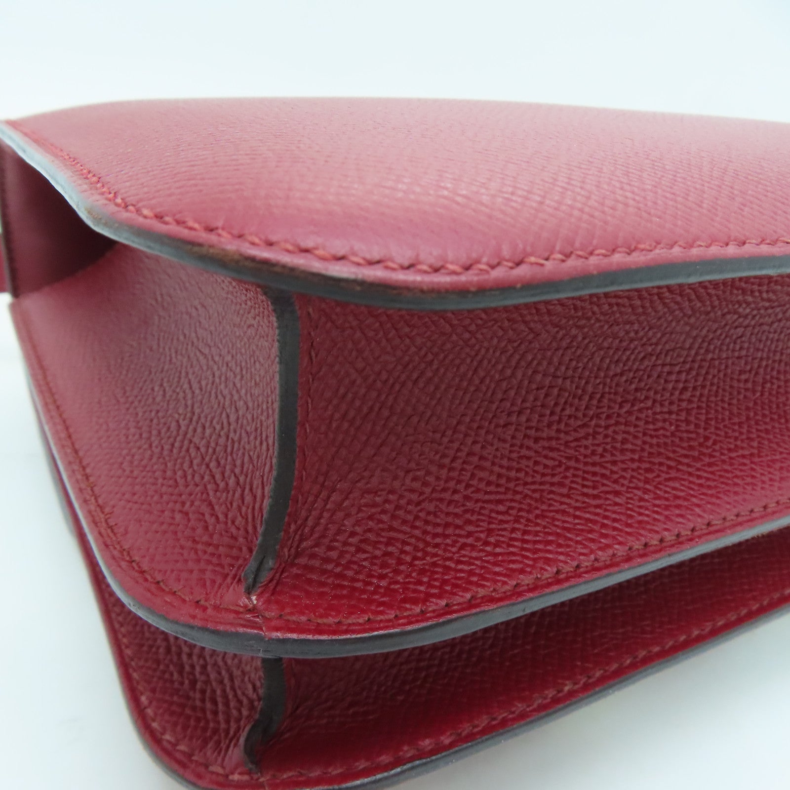 HERMES Epsom皮革Constance 24银扣肩背袋Rouge Grenade/红色