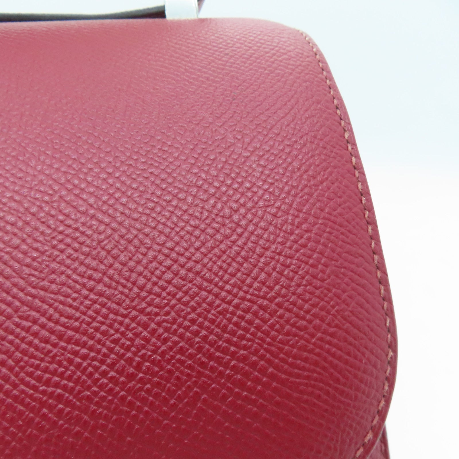 HERMES Epsom皮革Constance 24银扣肩背袋Rouge Grenade/红色