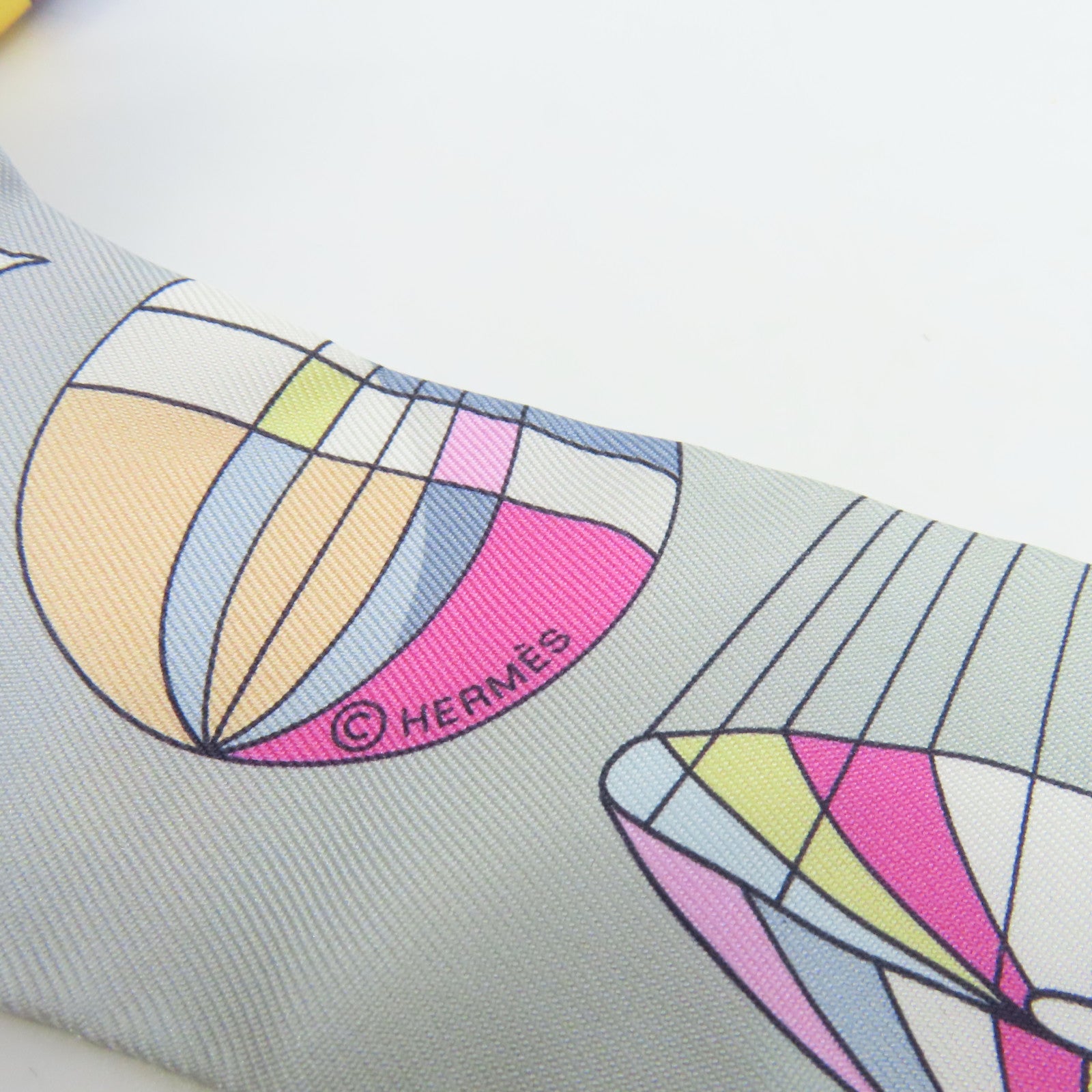 HERMES 絲質Twilly Scarf絲巾淺紫色/淺綠色/彩色