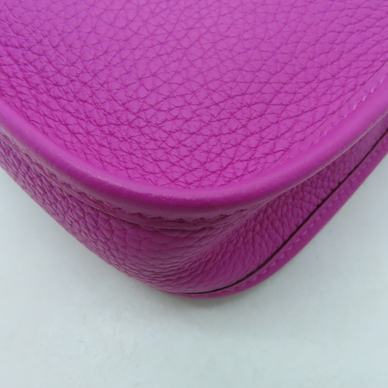 HERMES Clemence皮革Evelyne TPM銀扣肩背袋Rose Pourpre玫瑰紫色