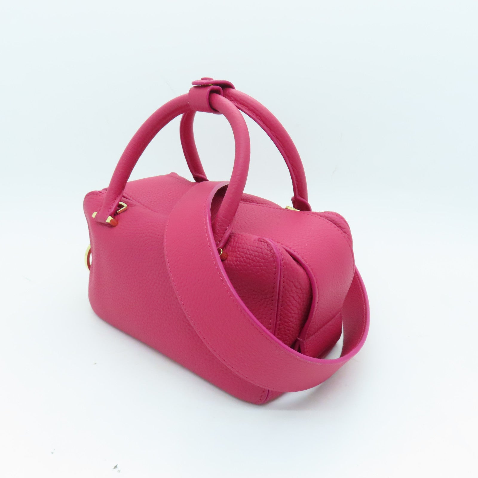 Delvaux 【激減優惠】牛皮皮革2way Shoulder Bag金扣手挽肩背兩用袋粉紅色