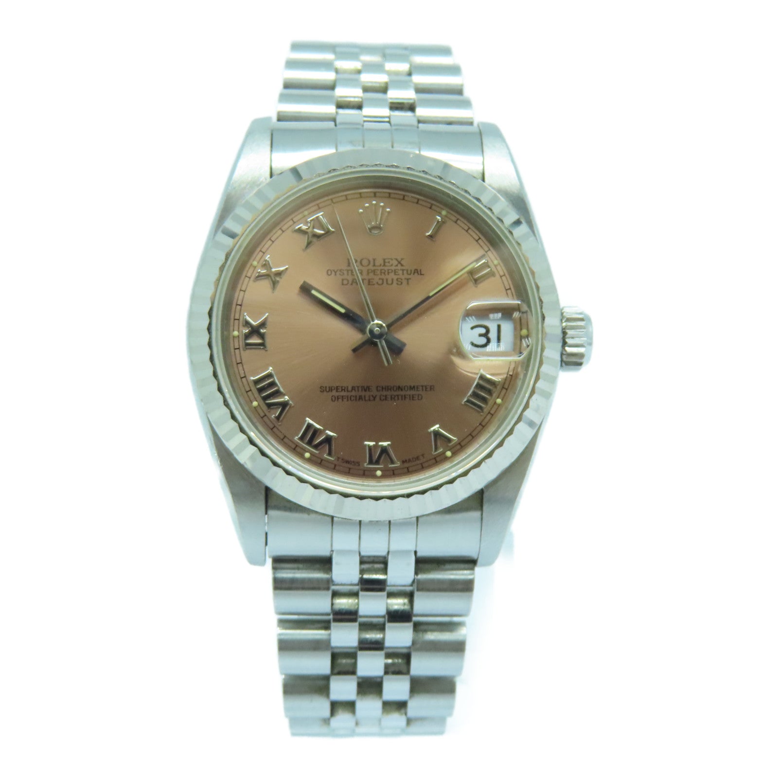 ROLEX Datejust 18K White Gold/Stainless Steel Watch Automatic Movement Pink