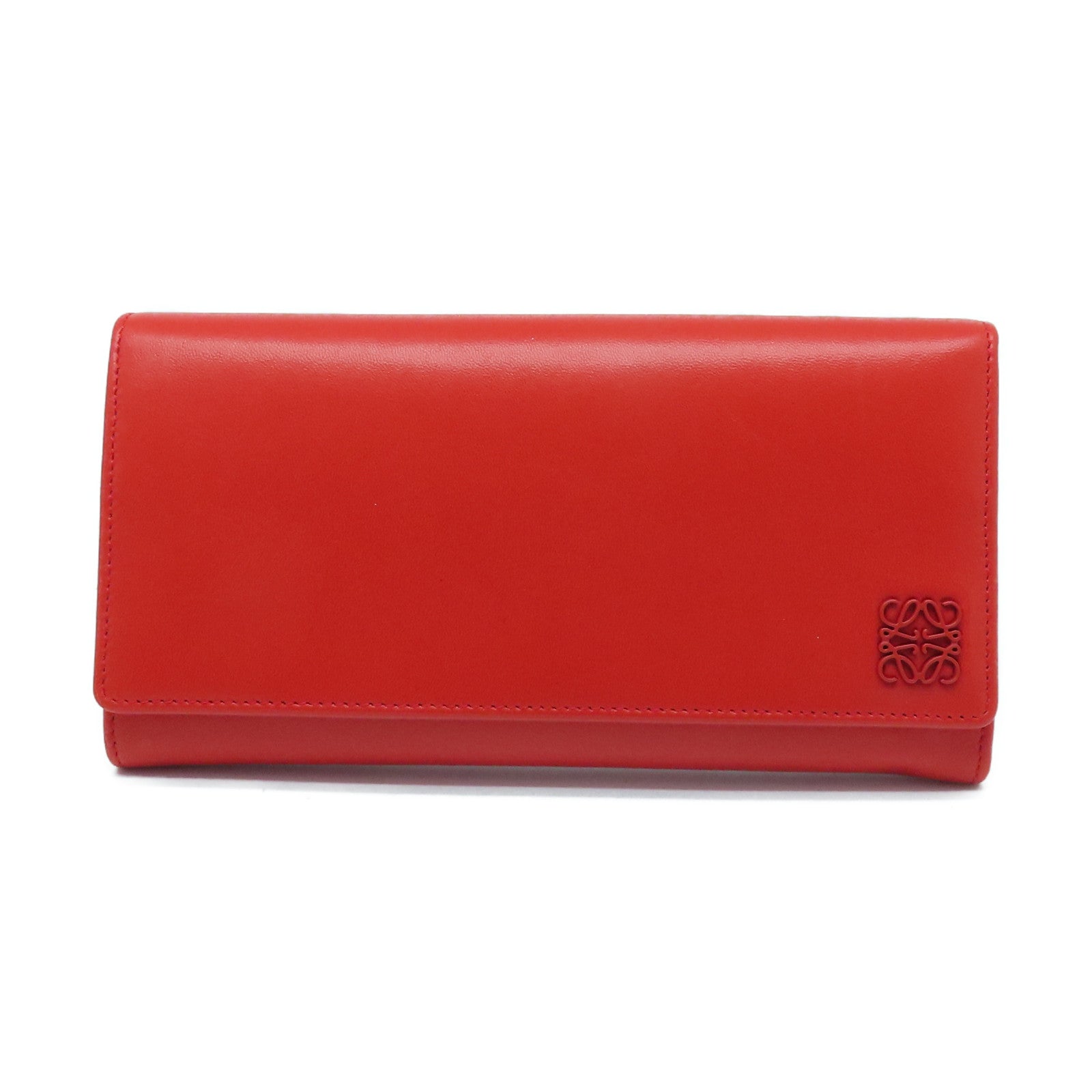 LOEWE 羊皮皮革Long Wallet金扣长钱包红色/蓝色