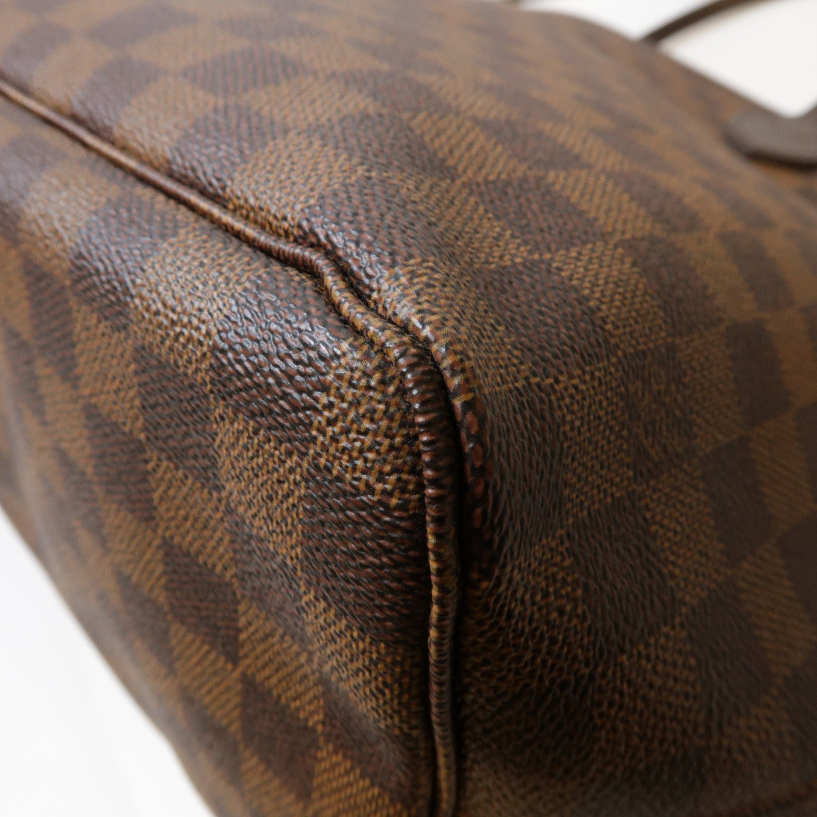 LOUIS VUITTON Damier Neverfull MM金扣手挽袋啡色/紅色