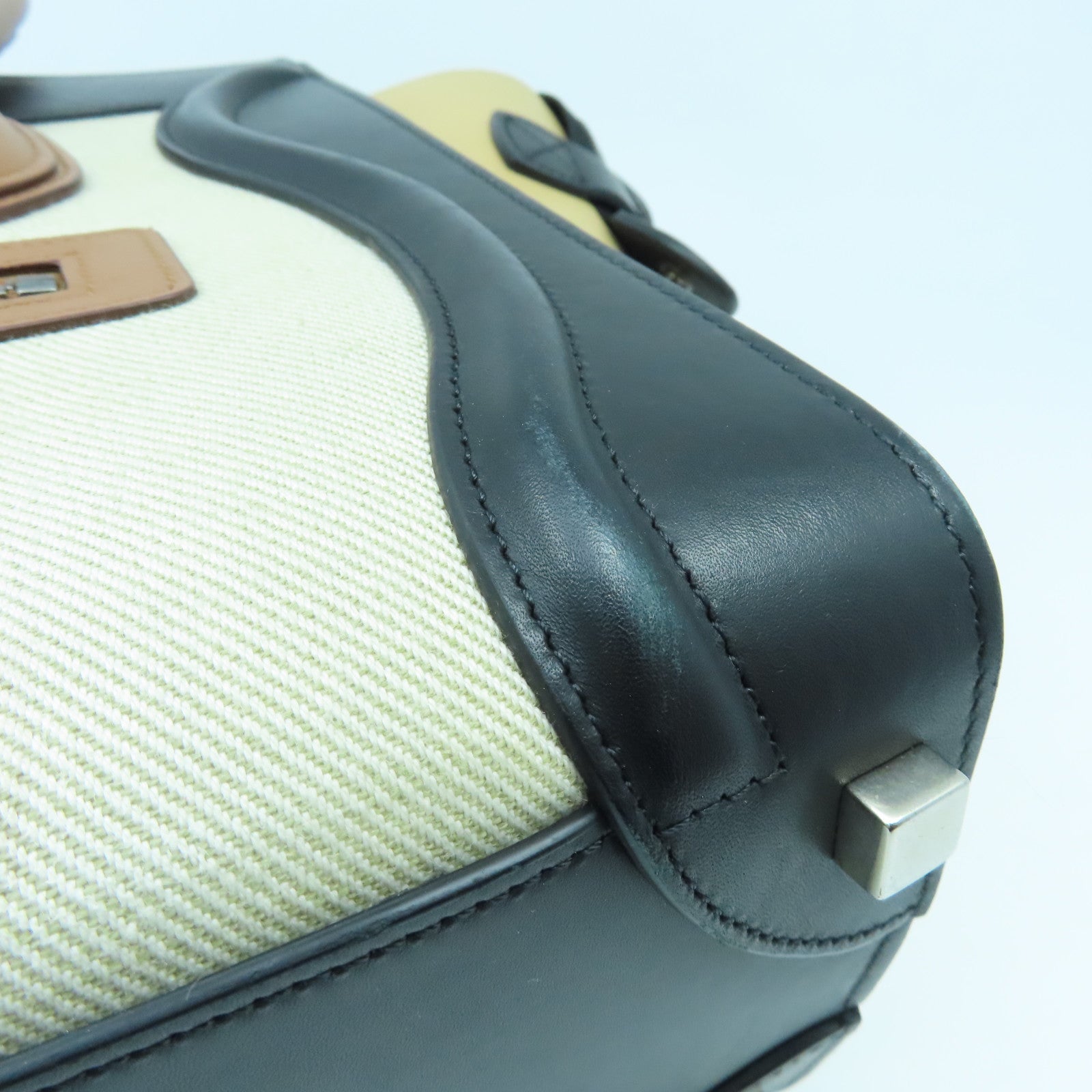 CELINE 牛皮皮革Micro Luggage銀扣手挽袋米色/黑色/啡色