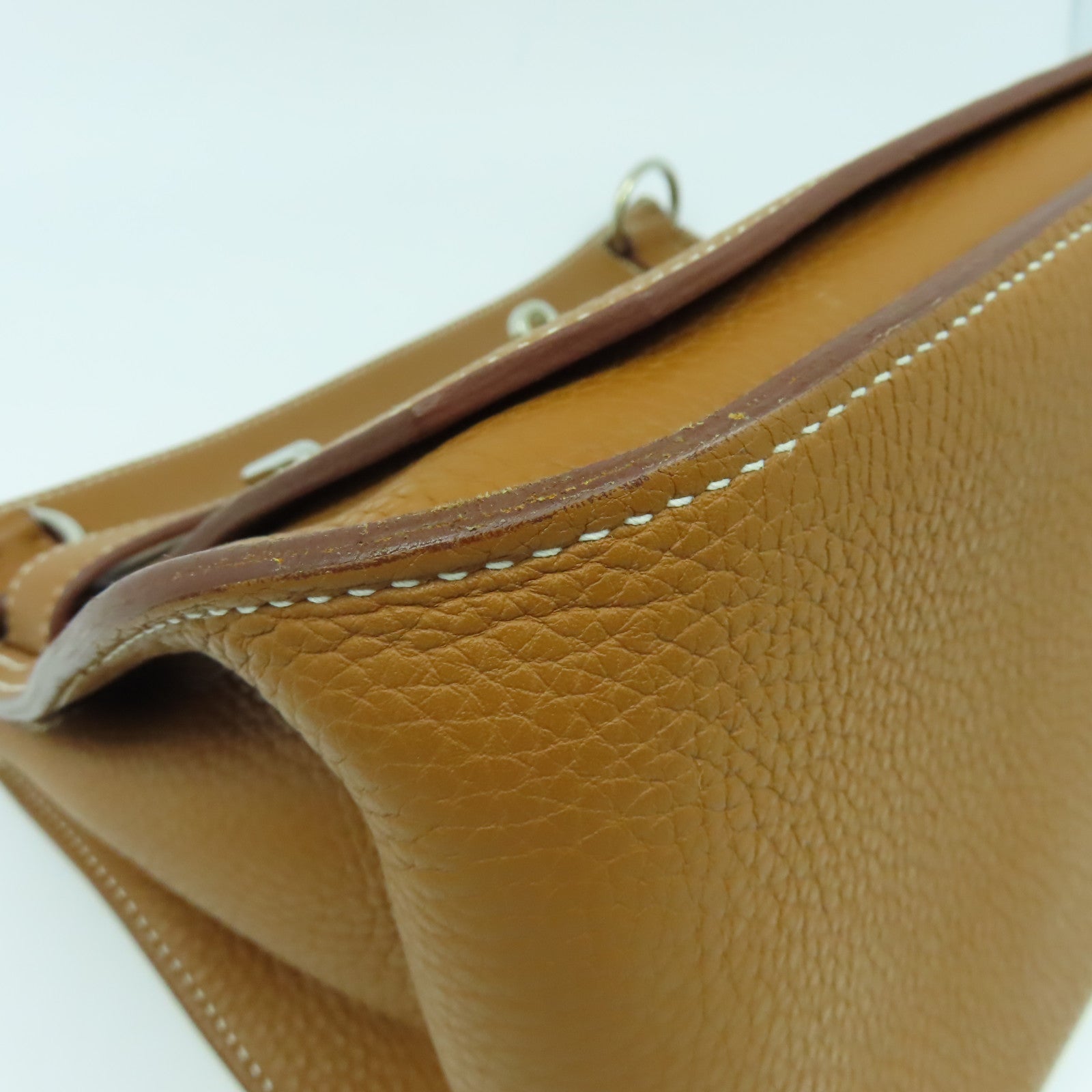 HERMES Clemence皮革Jypsiere 31銀扣肩背袋金色/經典駝色