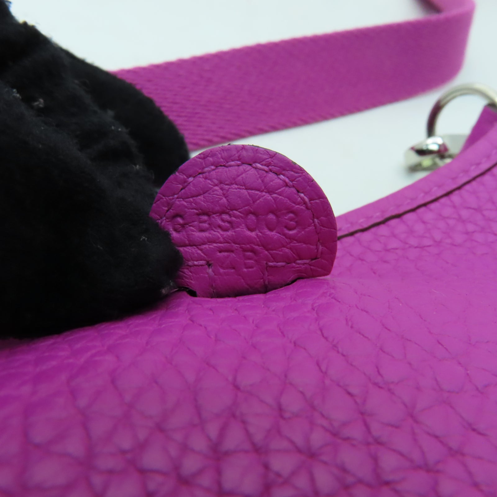 HERMES Clemence皮革Evelyne TPM銀扣肩背袋Rose Pourpre玫瑰紫色