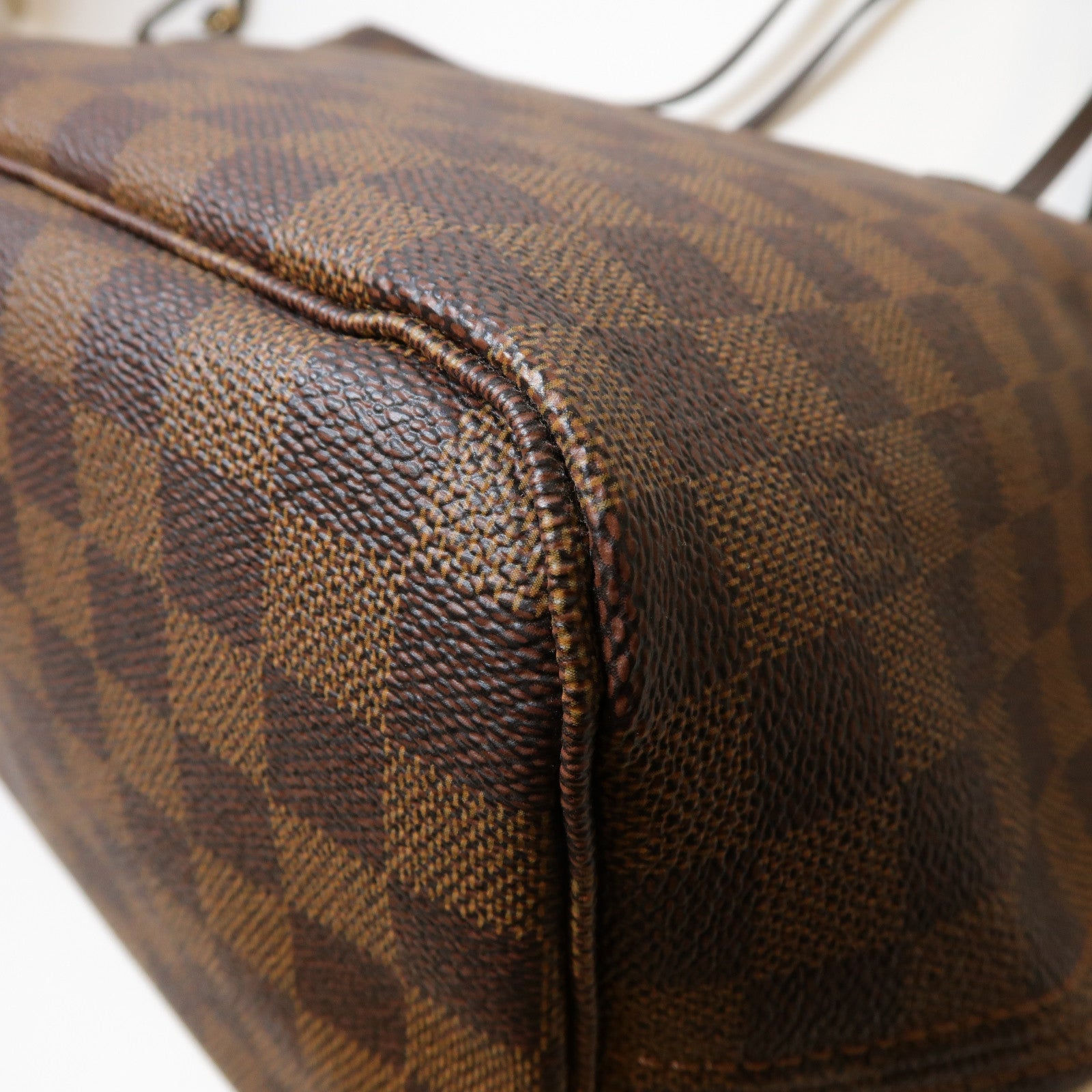 LOUIS VUITTON Damier Neverfull MM金扣手挽袋啡色/紅色