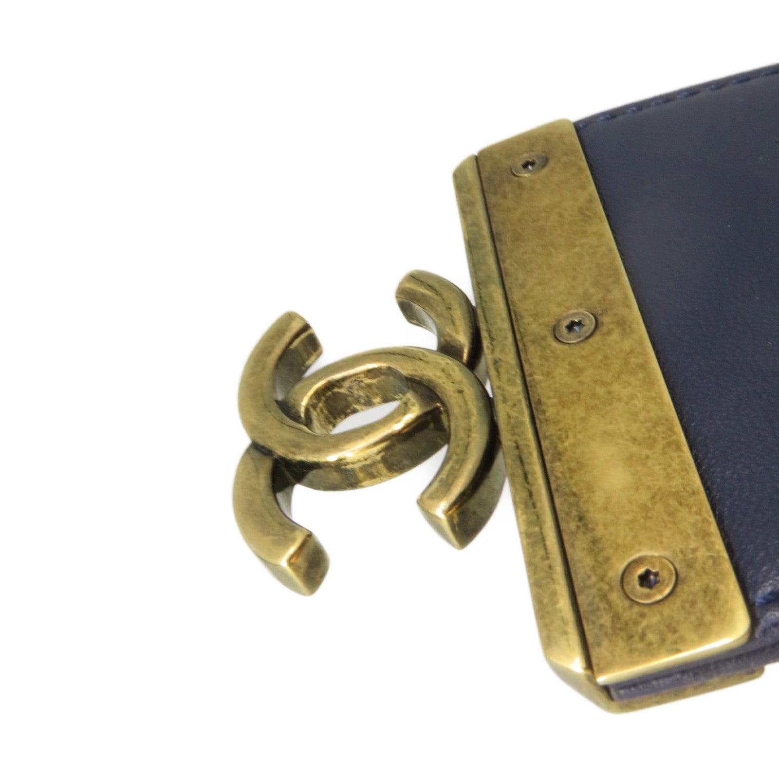 CHANEL Lingge cowhide leather Shoulder Bag gold buckle chain shoulder bag dark blue