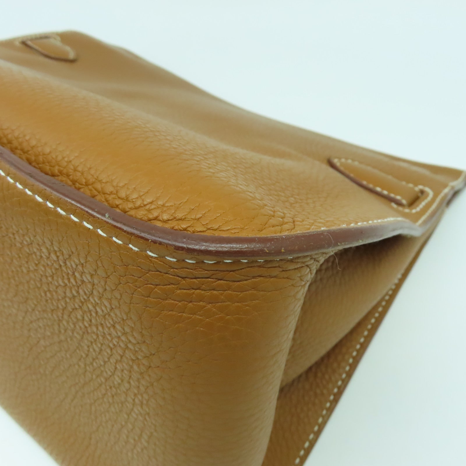 HERMES Clemence皮革Jypsiere 31銀扣肩背袋金色/經典駝色