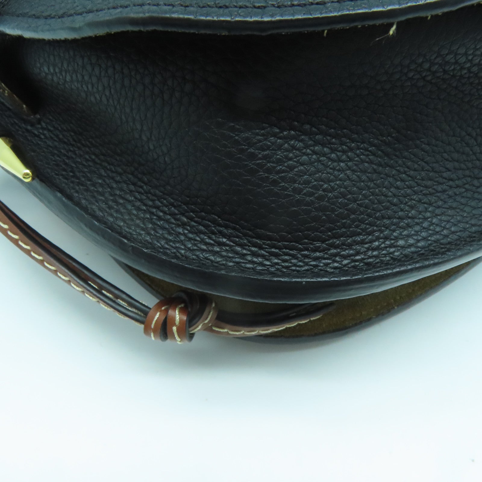 LOEWE 牛皮皮革Gate Small金扣肩背袋黑色/啡色