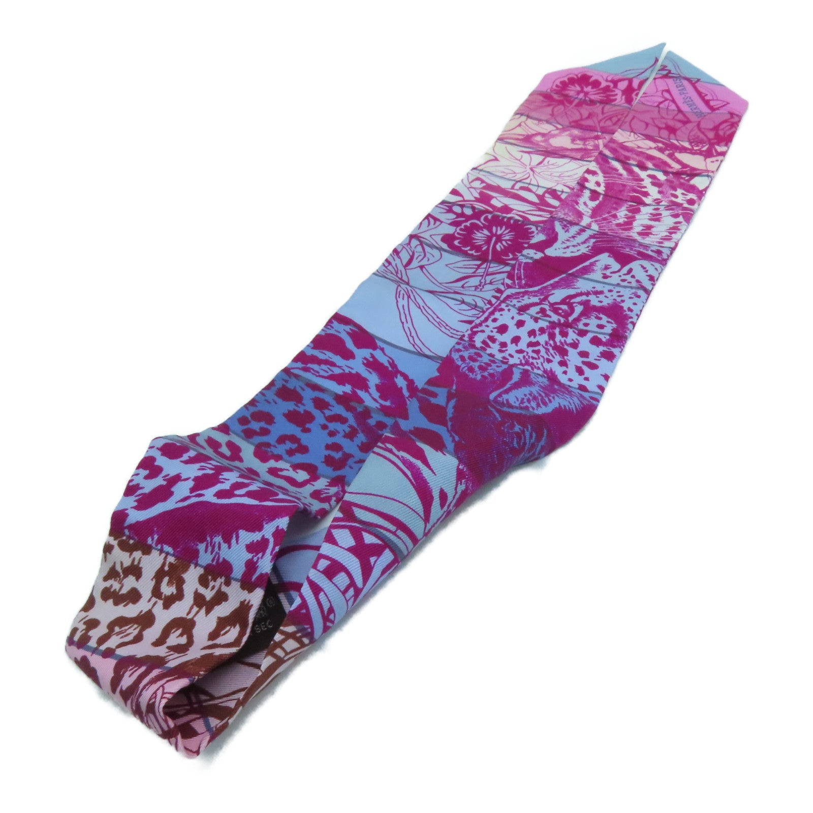 HERMES Silk Twilly Scarf Pink/Blue